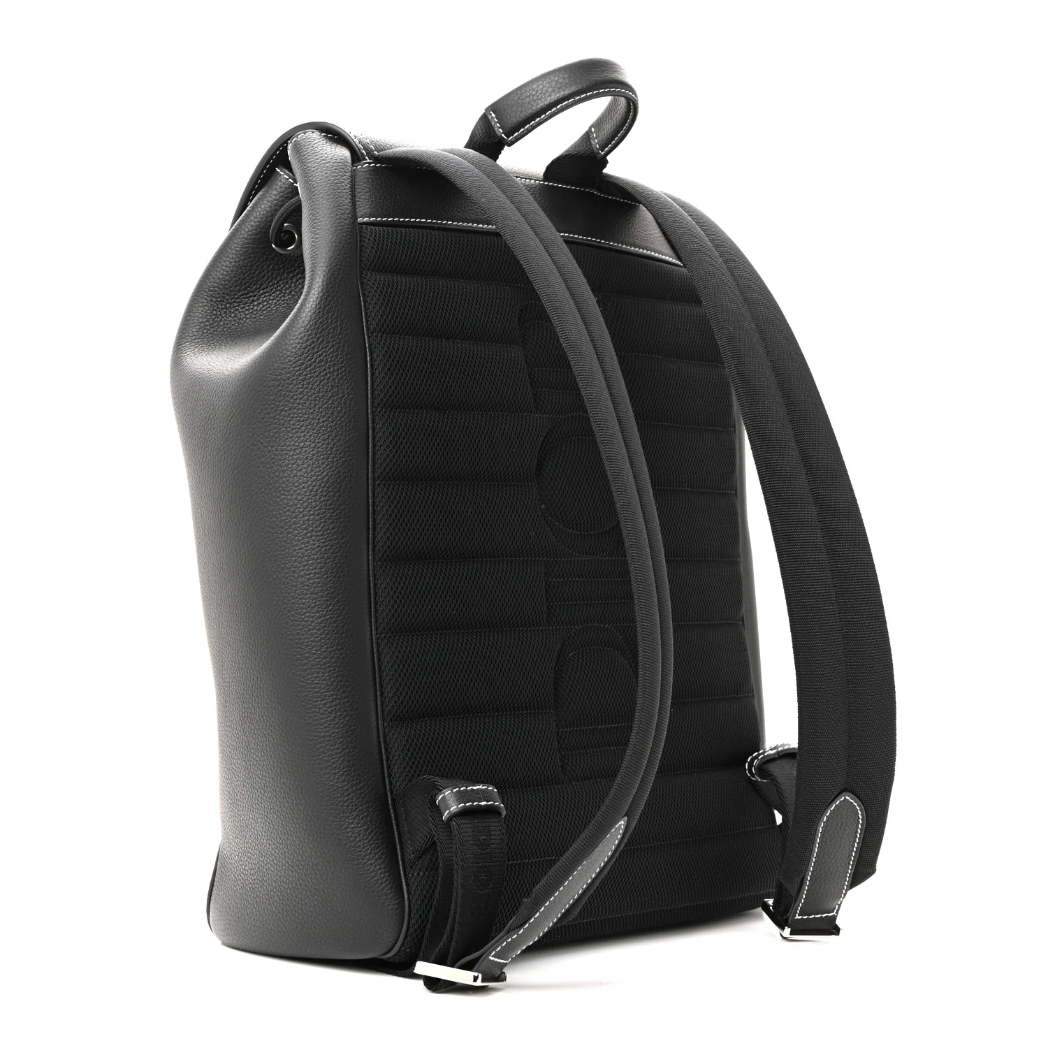 Grained Calfskin Saddle Drawstring Backpack Black - Image 5