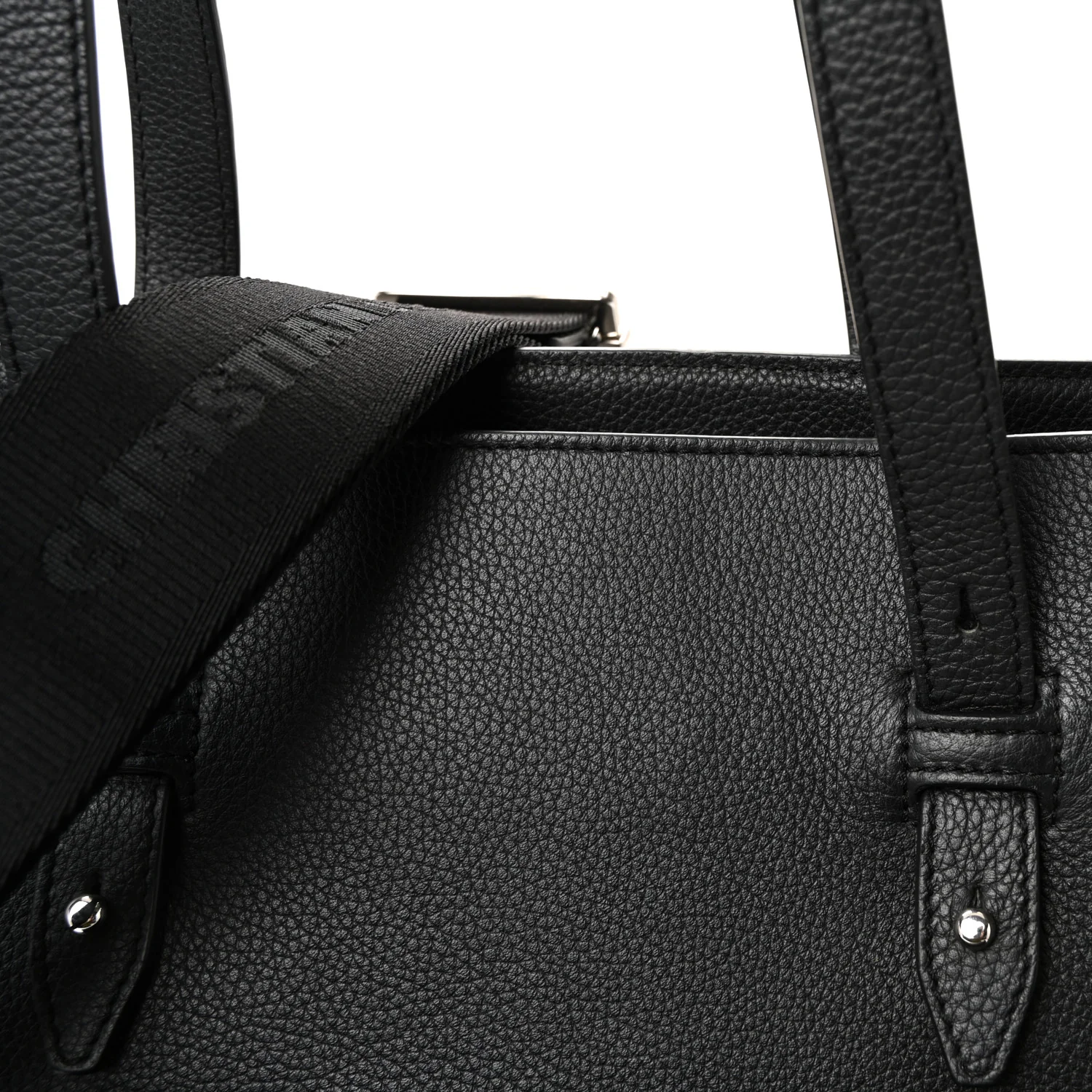 Grained Calfskin Saddle Tote Black - Image 14