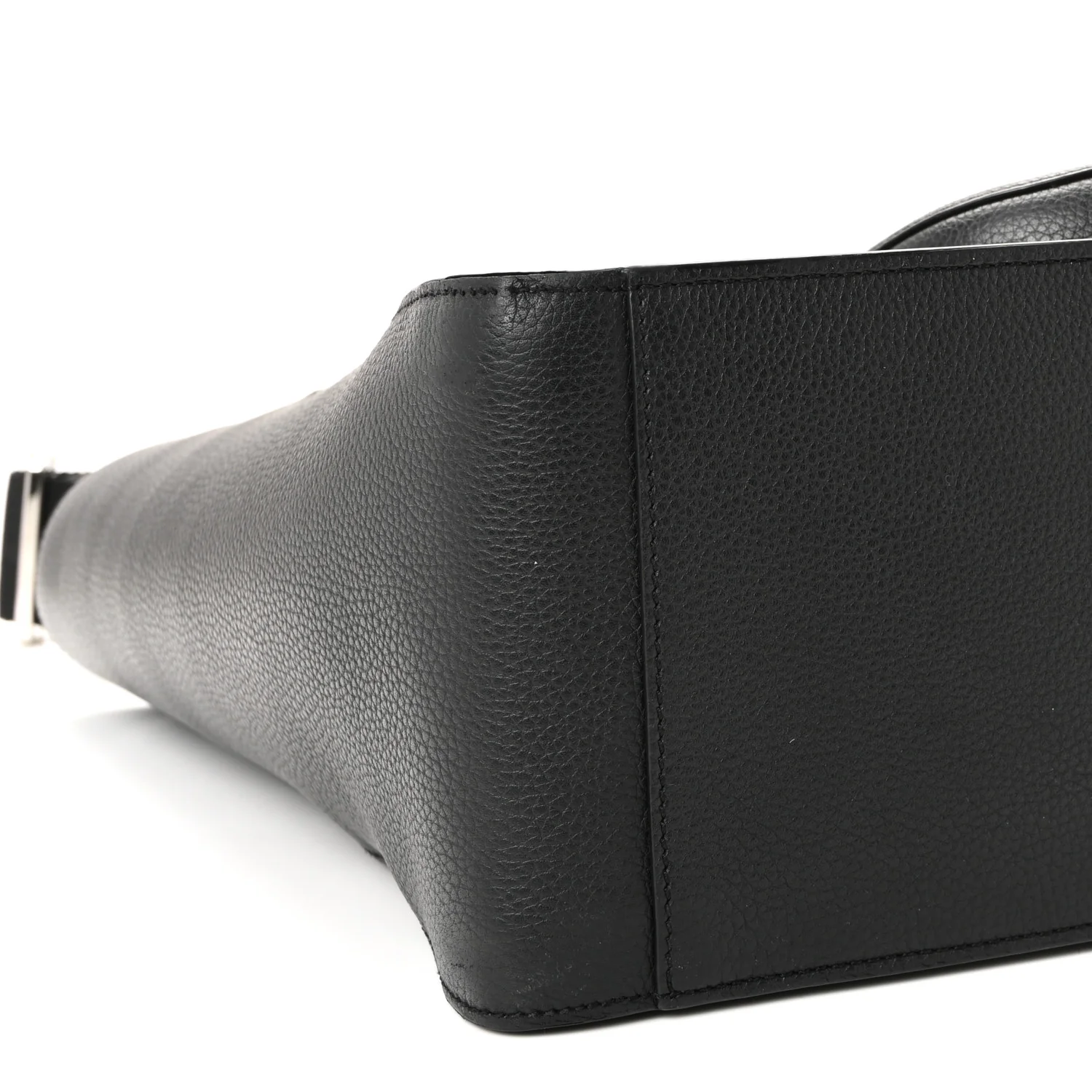 Grained Calfskin Saddle Tote Black - Image 17