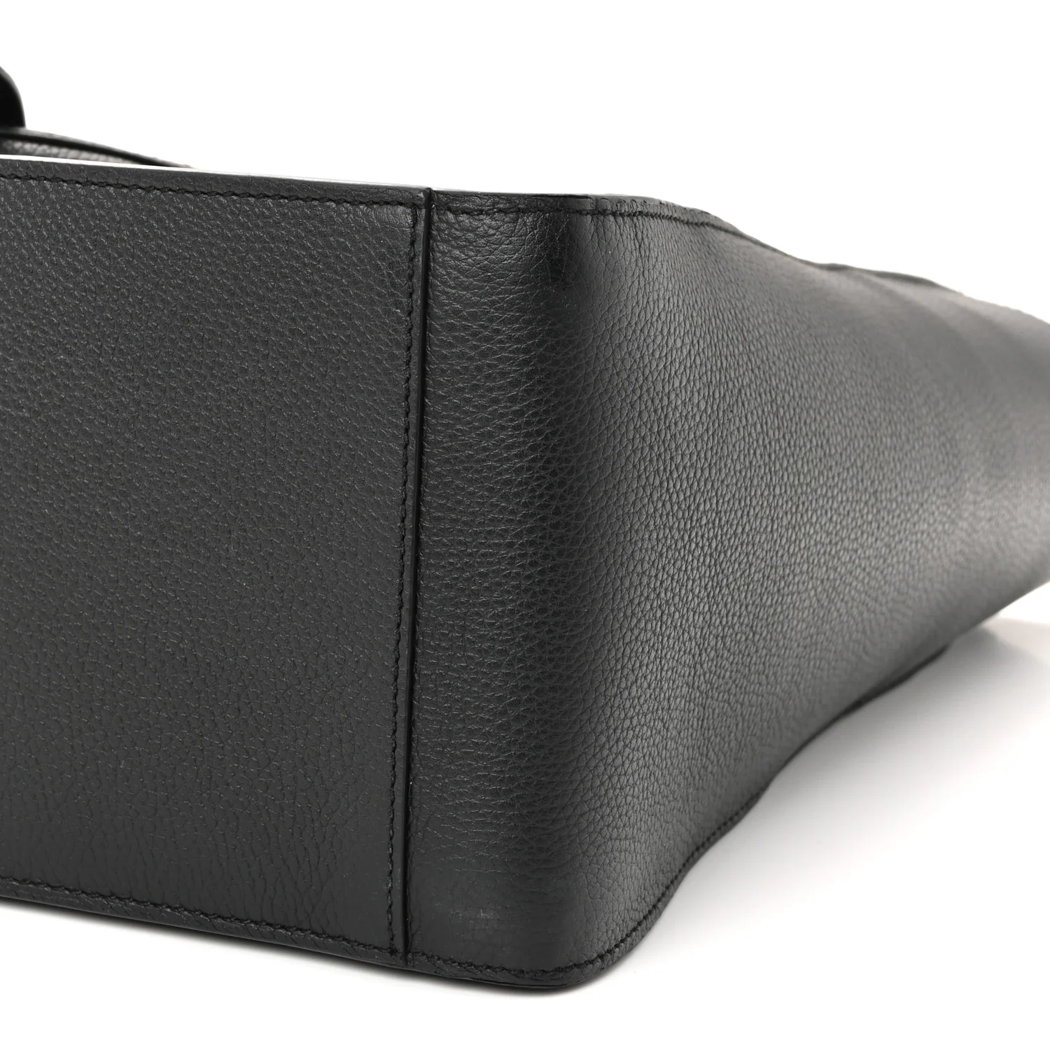 Grained Calfskin Saddle Tote Black - Image 18