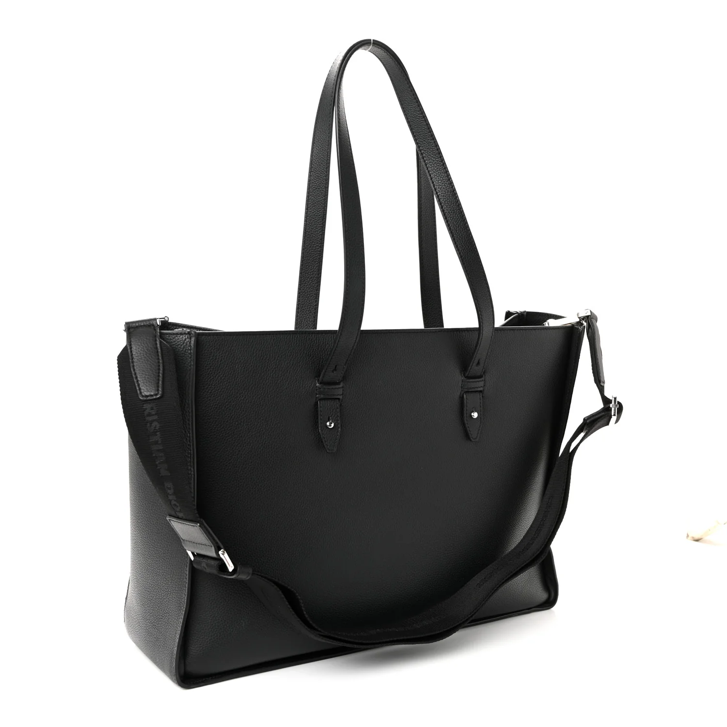 Grained Calfskin Saddle Tote Black - Image 4