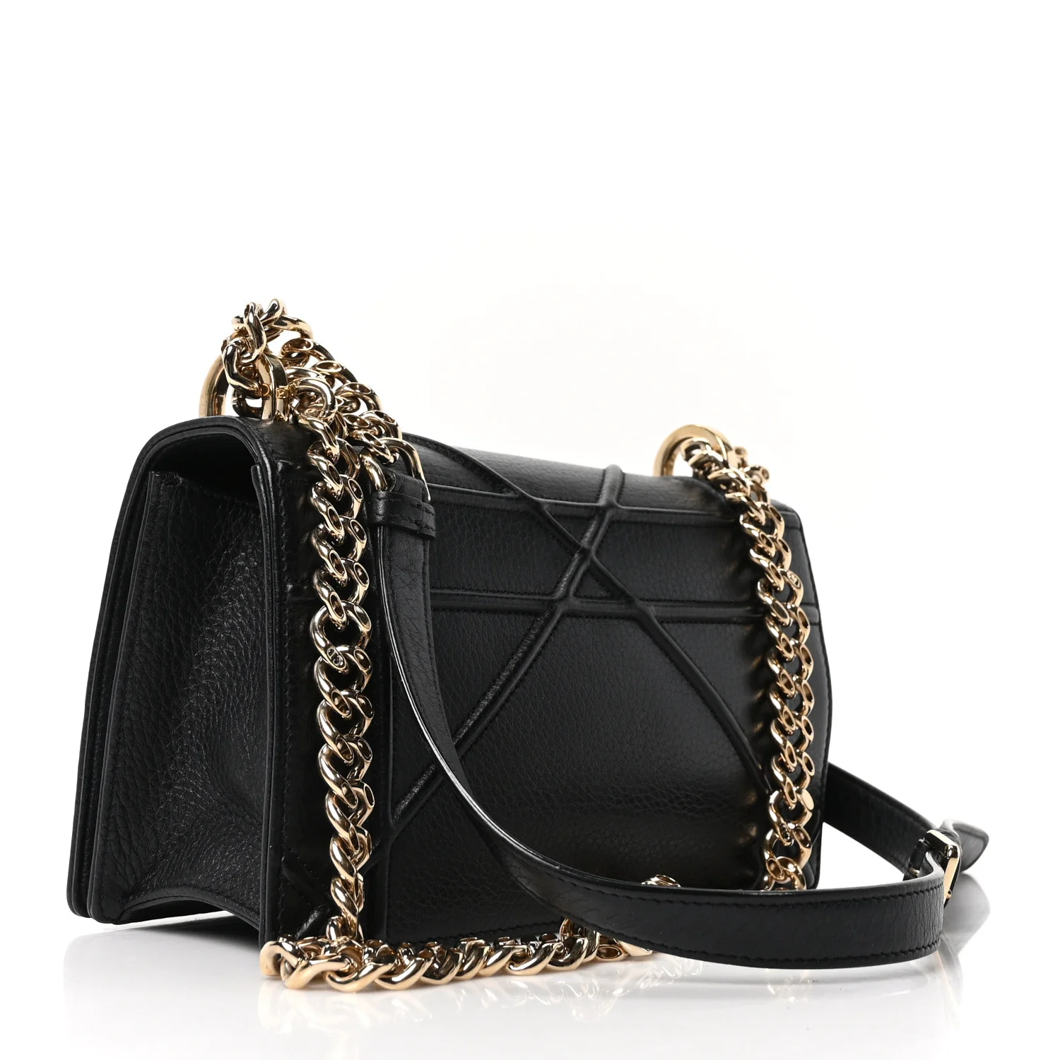 Grained Calfskin Small Diorama Flap Bag Black - Image 3