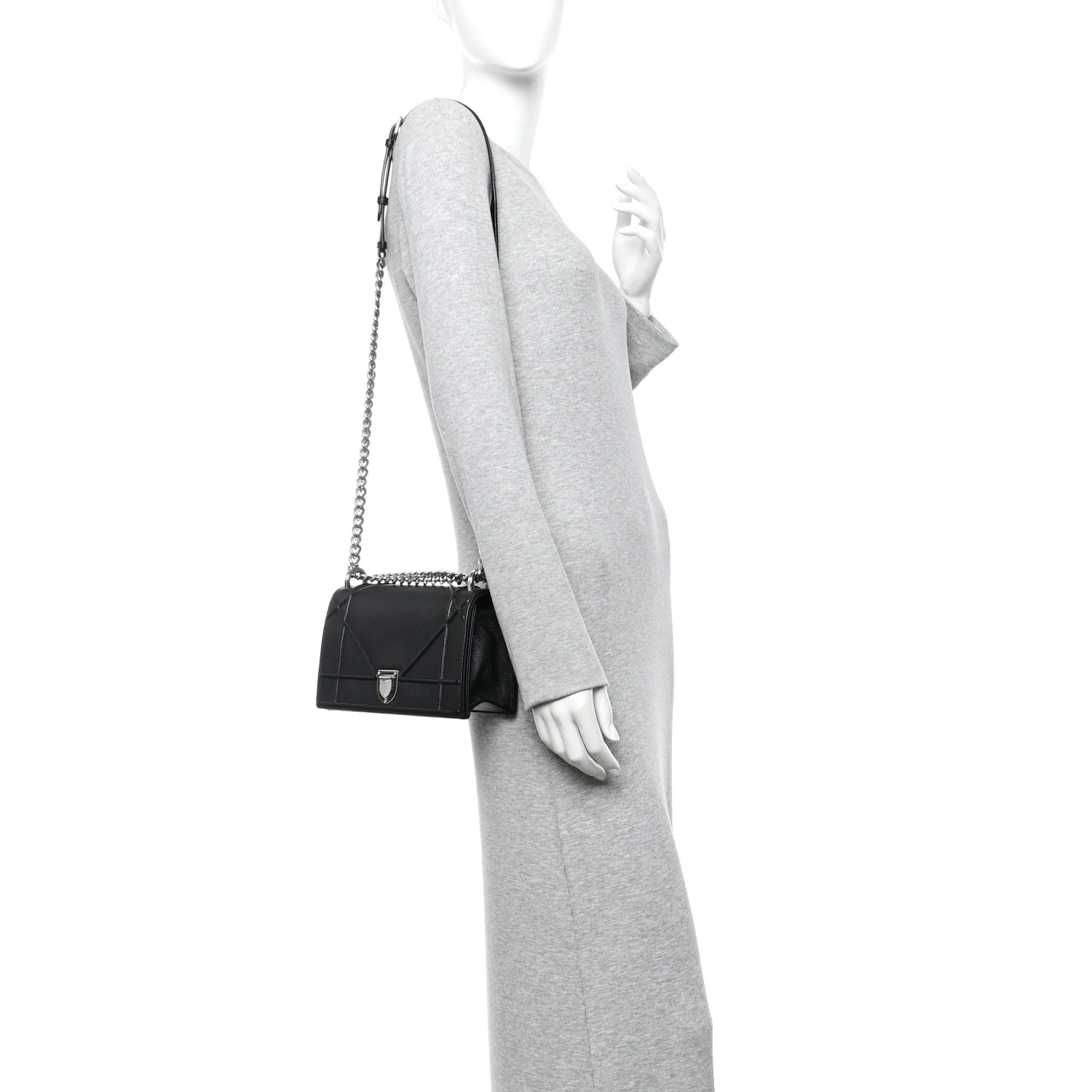 Grained Calfskin Small Diorama Flap Bag Black - Image 2