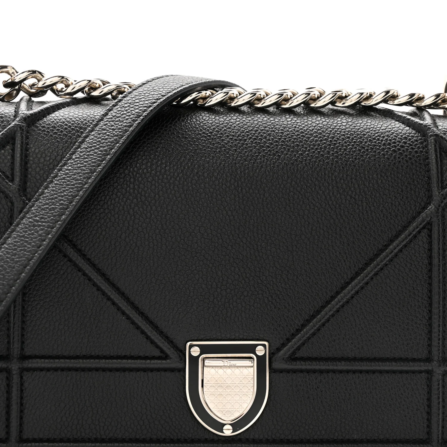 Grained Calfskin Small Diorama Flap Bag Black - Image 8