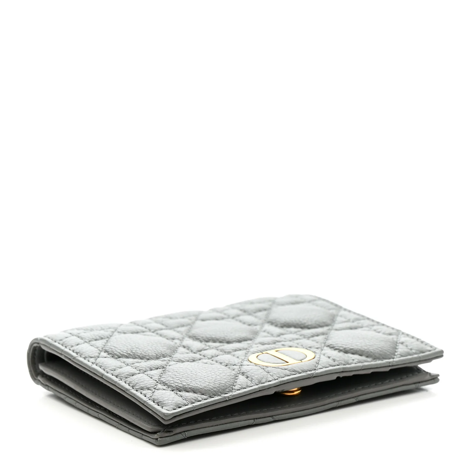 Grained Calfskin Supple Cannage Caro Medium Wallet Grey - Image 4