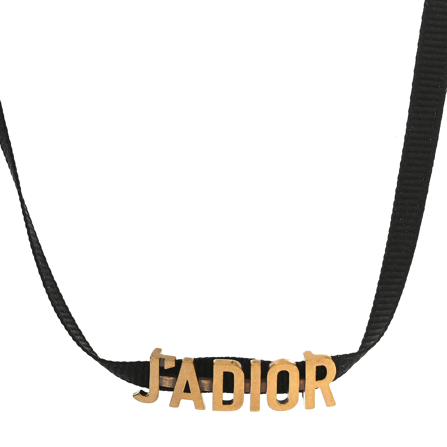 Grosgrain Ribbon Dior Logo Choker Necklace Black