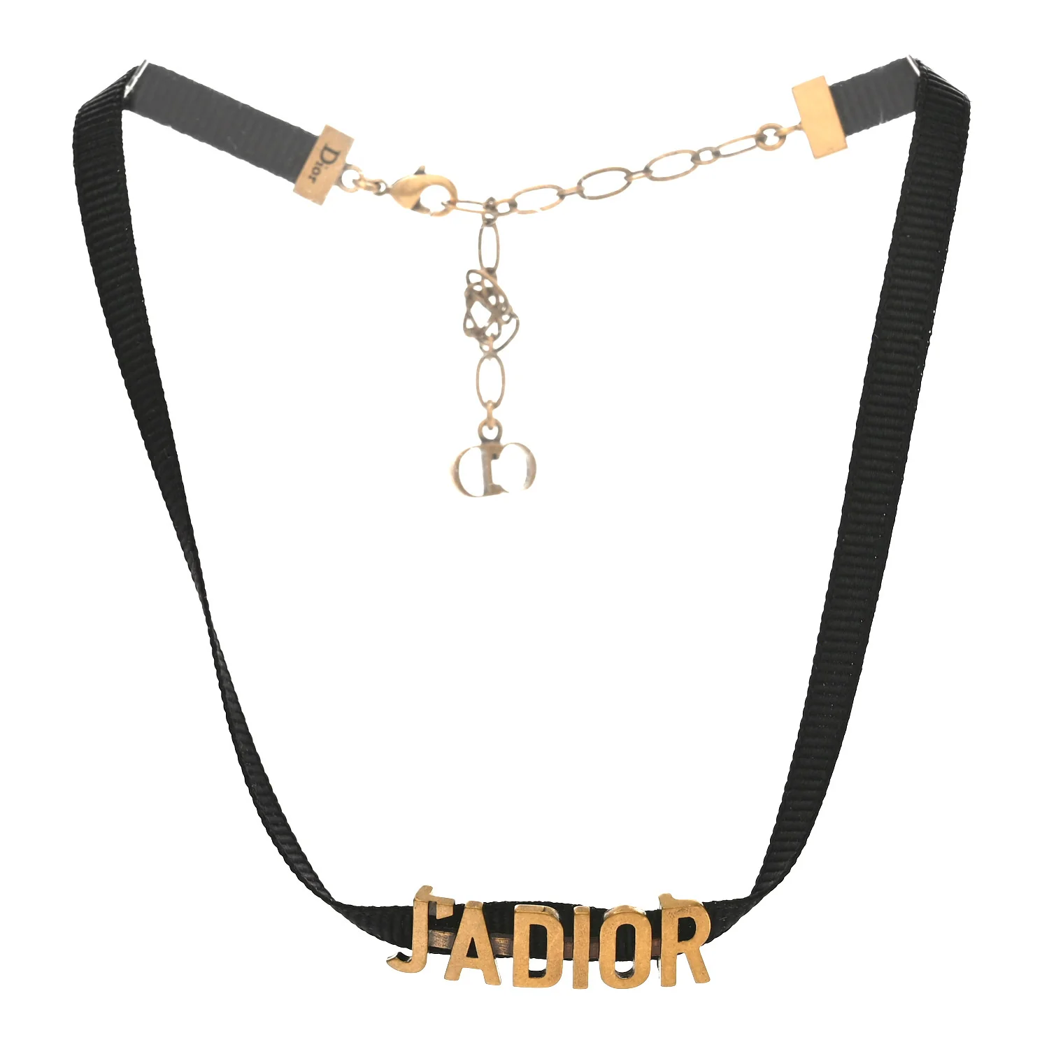 Grosgrain Ribbon Dior Logo Choker Necklace Black - Image 3