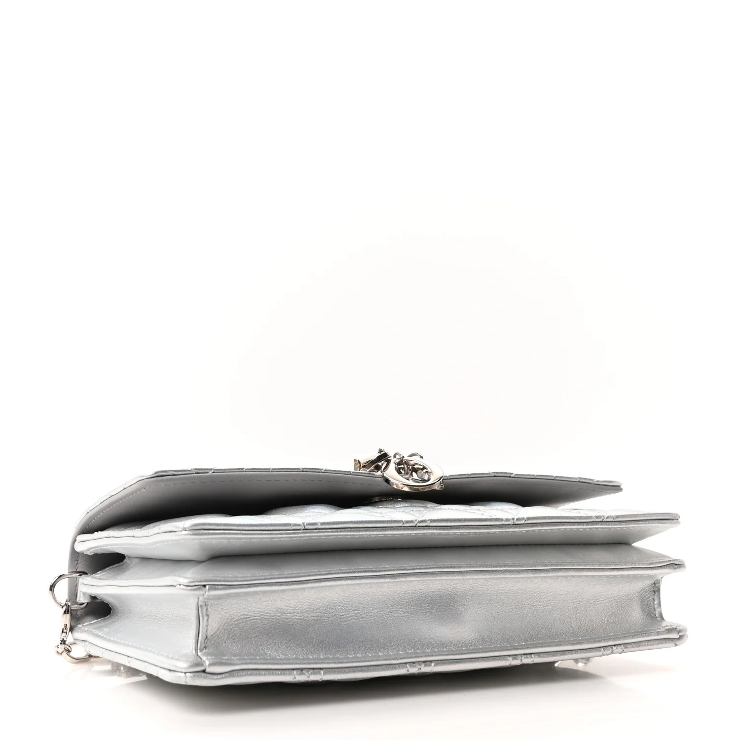 Iridescent Metallic Lambskin Cannage Mini My Dior Bag Silver - Image 4