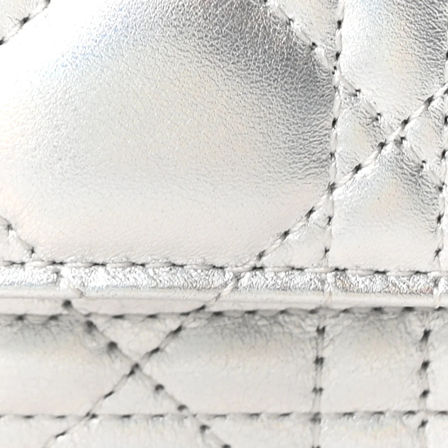 Iridescent Metallic Lambskin Cannage Mini My Dior Bag Silver - Image 8