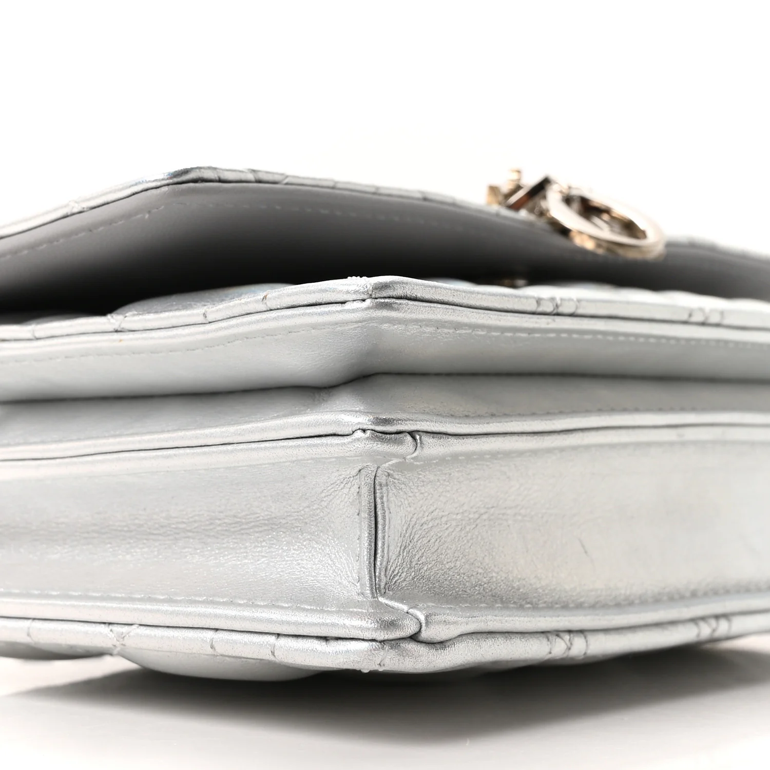 Iridescent Metallic Lambskin Cannage Mini My Dior Bag Silver - Image 9
