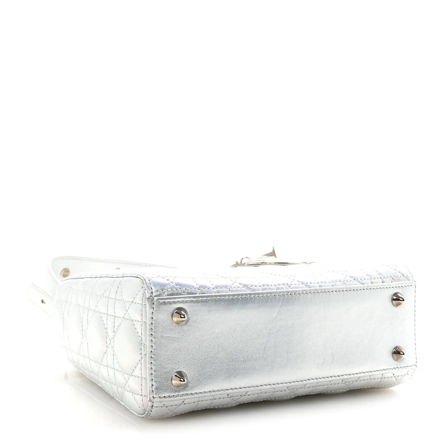 Iridescent Metallic Lambskin Cannage Small My ABCDior Lady Dior Silver - Image 4