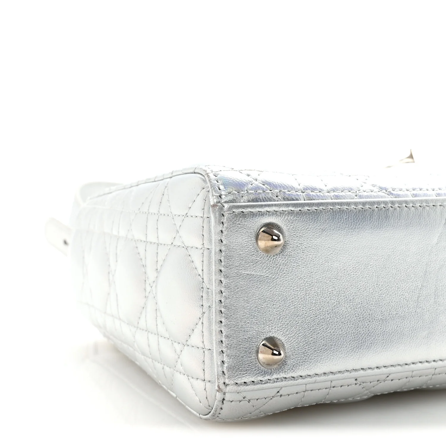 Iridescent Metallic Lambskin Cannage Small My ABCDior Lady Dior Silver - Image 8