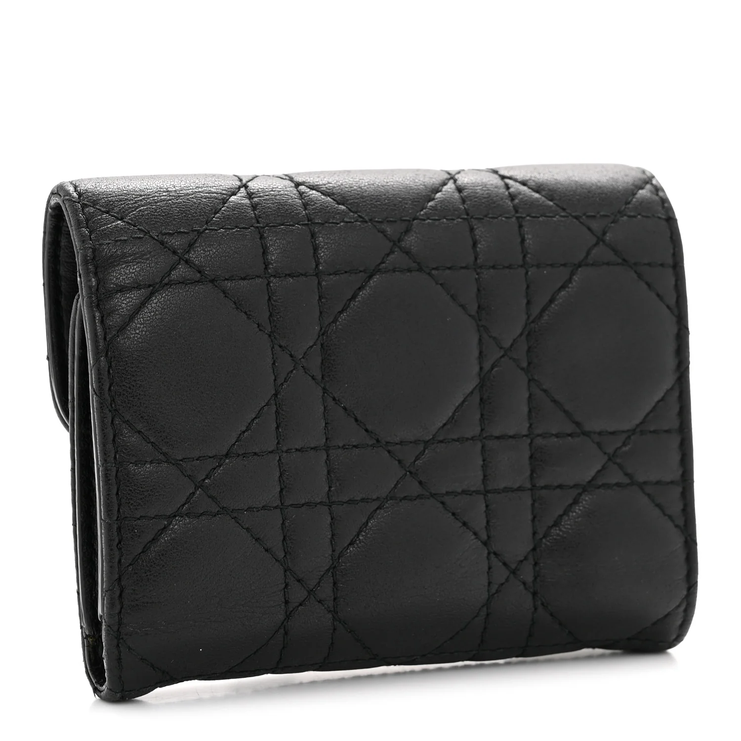 Lambskin Cannage Dioraddict Flap Wallet Black - Image 3