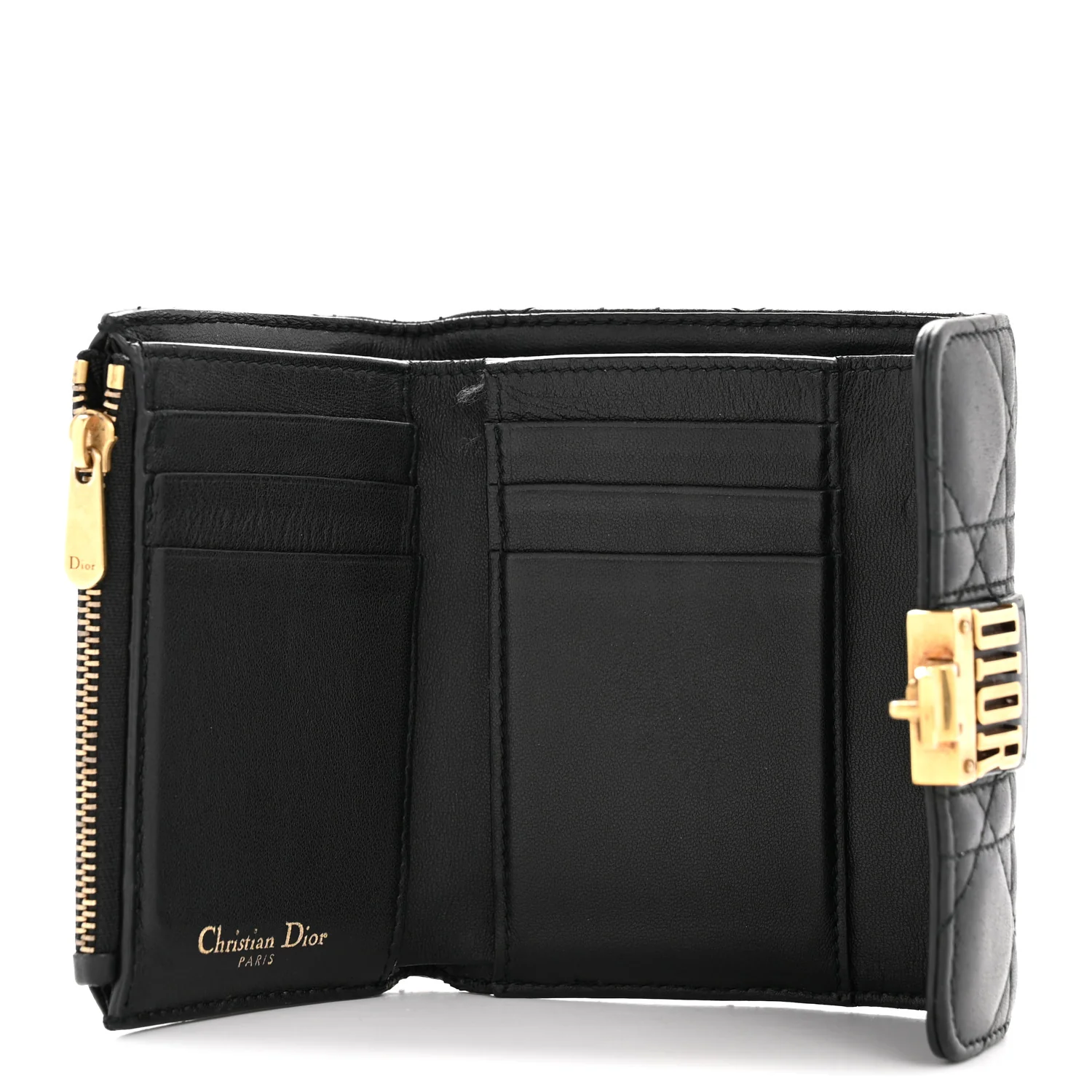 Lambskin Cannage Dioraddict Flap Wallet Black - Image 5