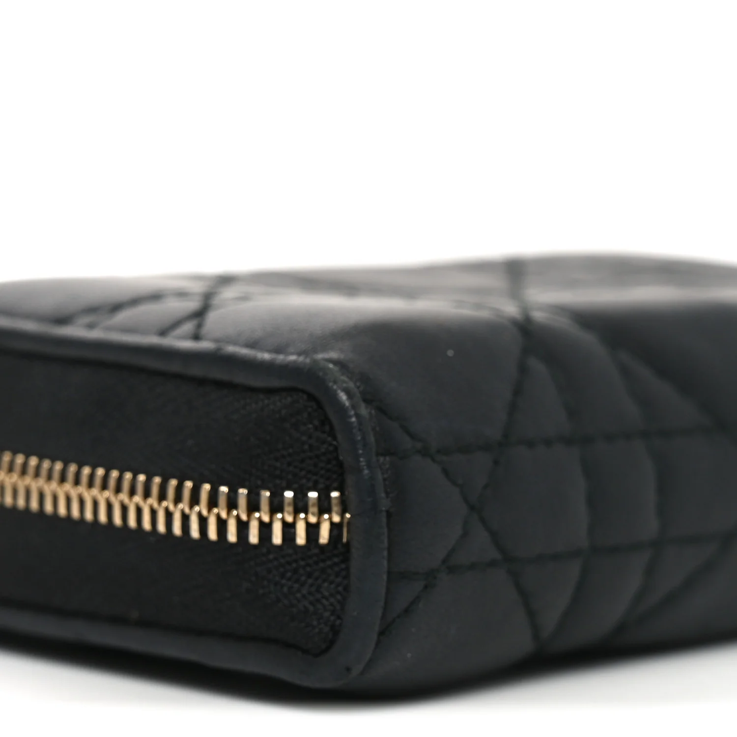 Lambskin Cannage Gusset Card Holder Black - Image 8