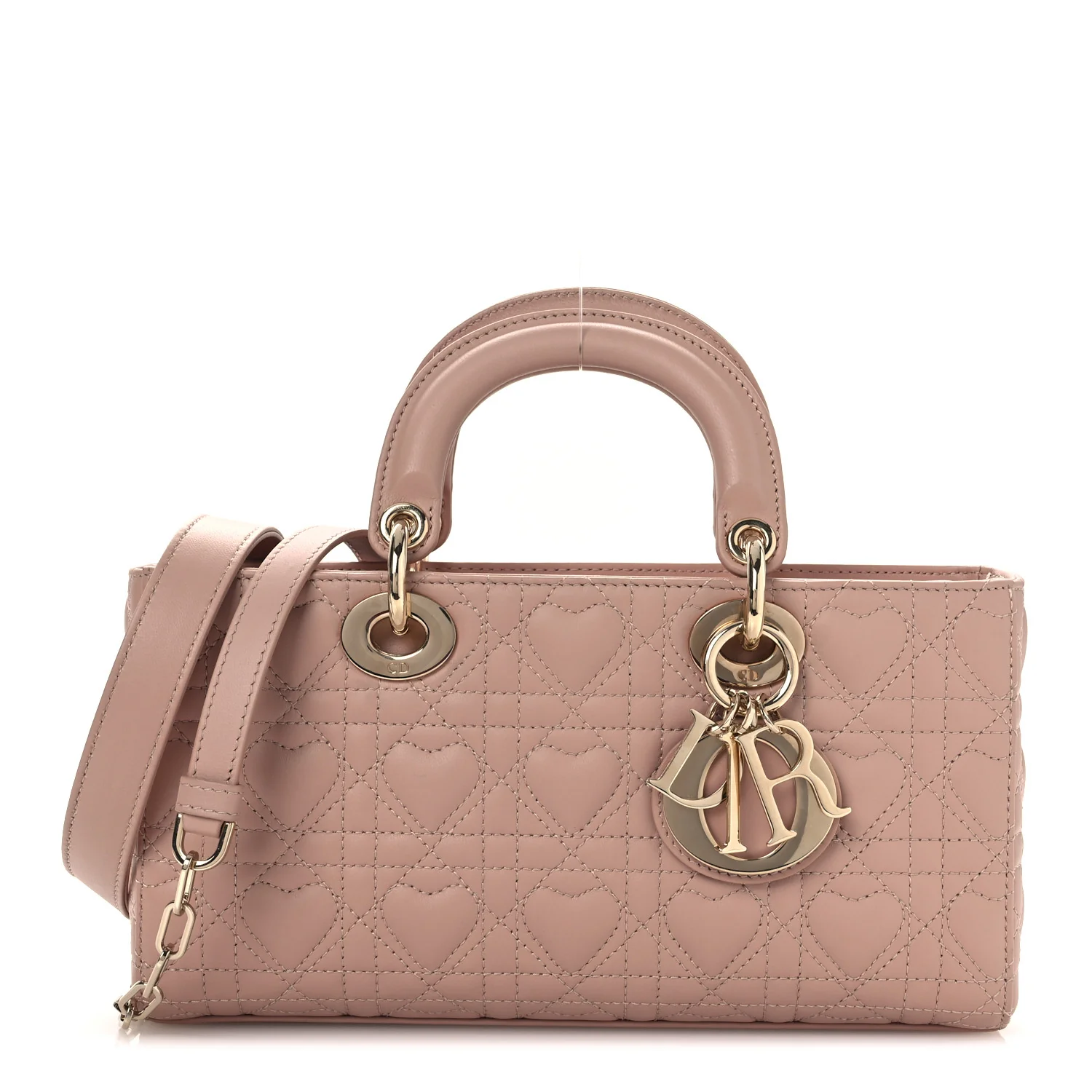 Lambskin Cannage Heart Medium Lady D-Joy Rose Des Vents