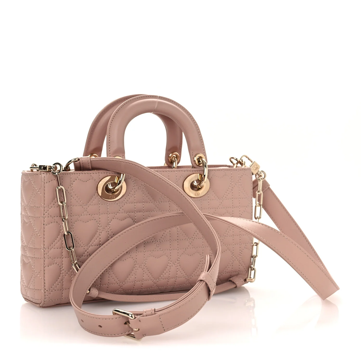 Lambskin Cannage Heart Medium Lady D-Joy Rose Des Vents - Image 3