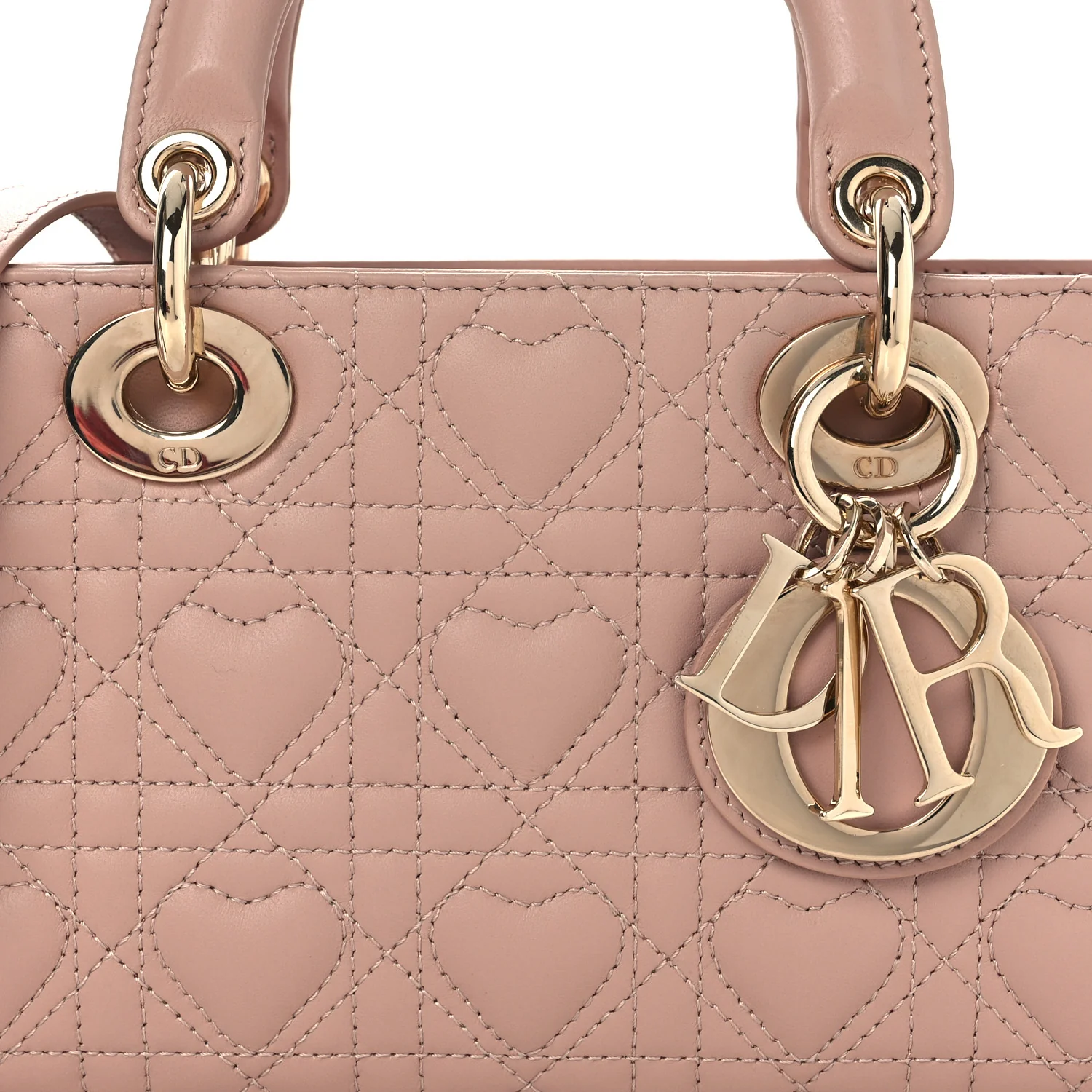 Lambskin Cannage Heart Medium Lady D-Joy Rose Des Vents - Image 8