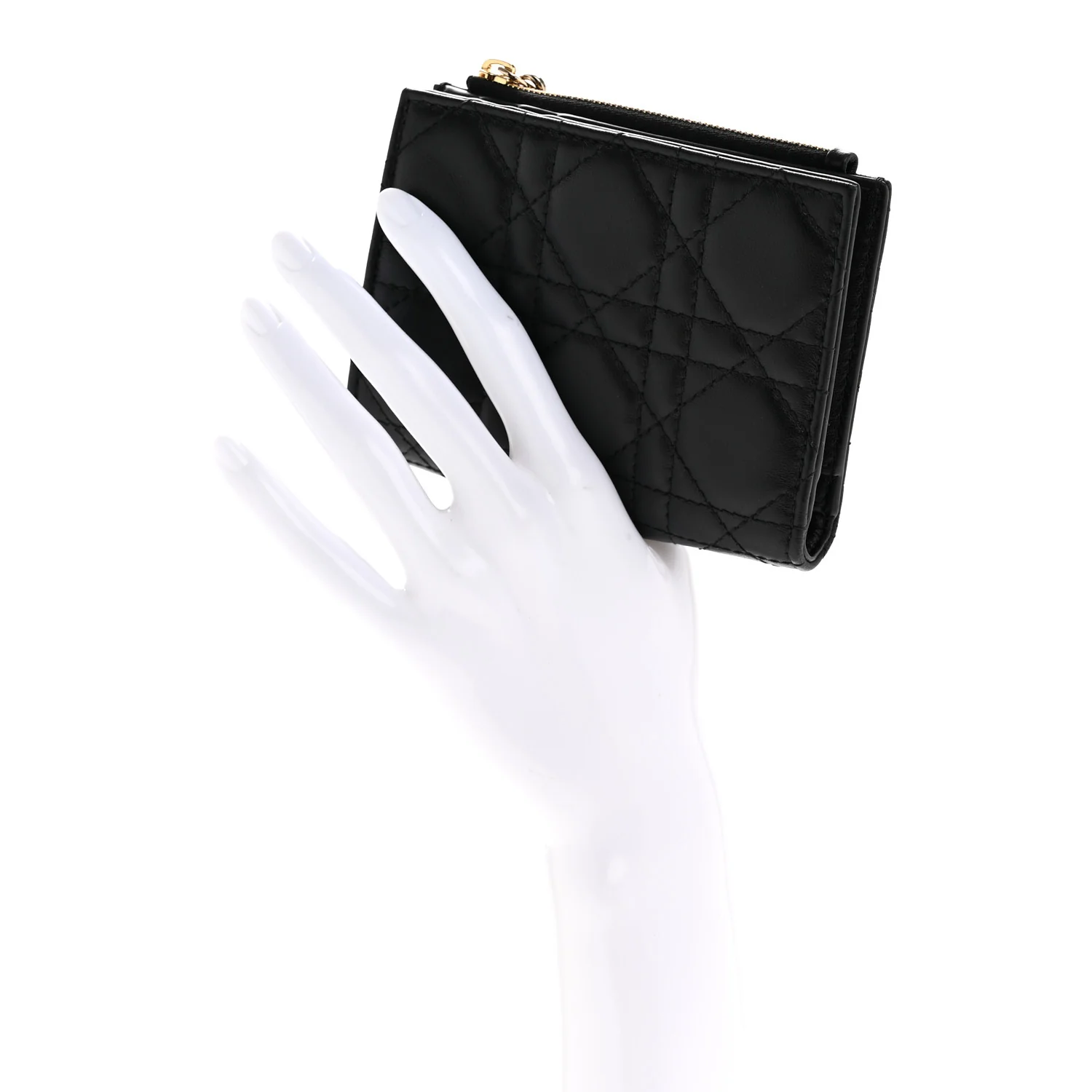 Lambskin Cannage Lady Dior Dahlia Wallet Black - Image 2