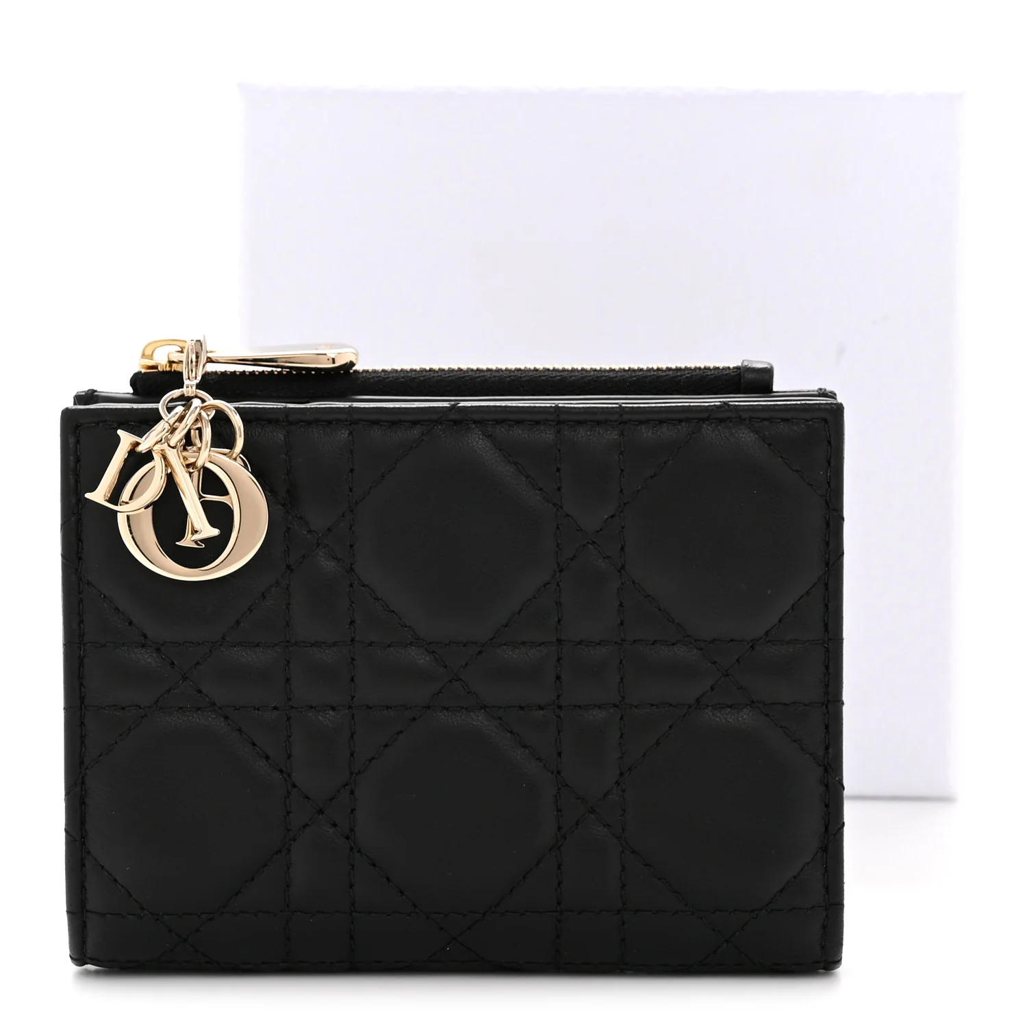 Lambskin Cannage Lady Dior Dahlia Wallet Black - Image 9