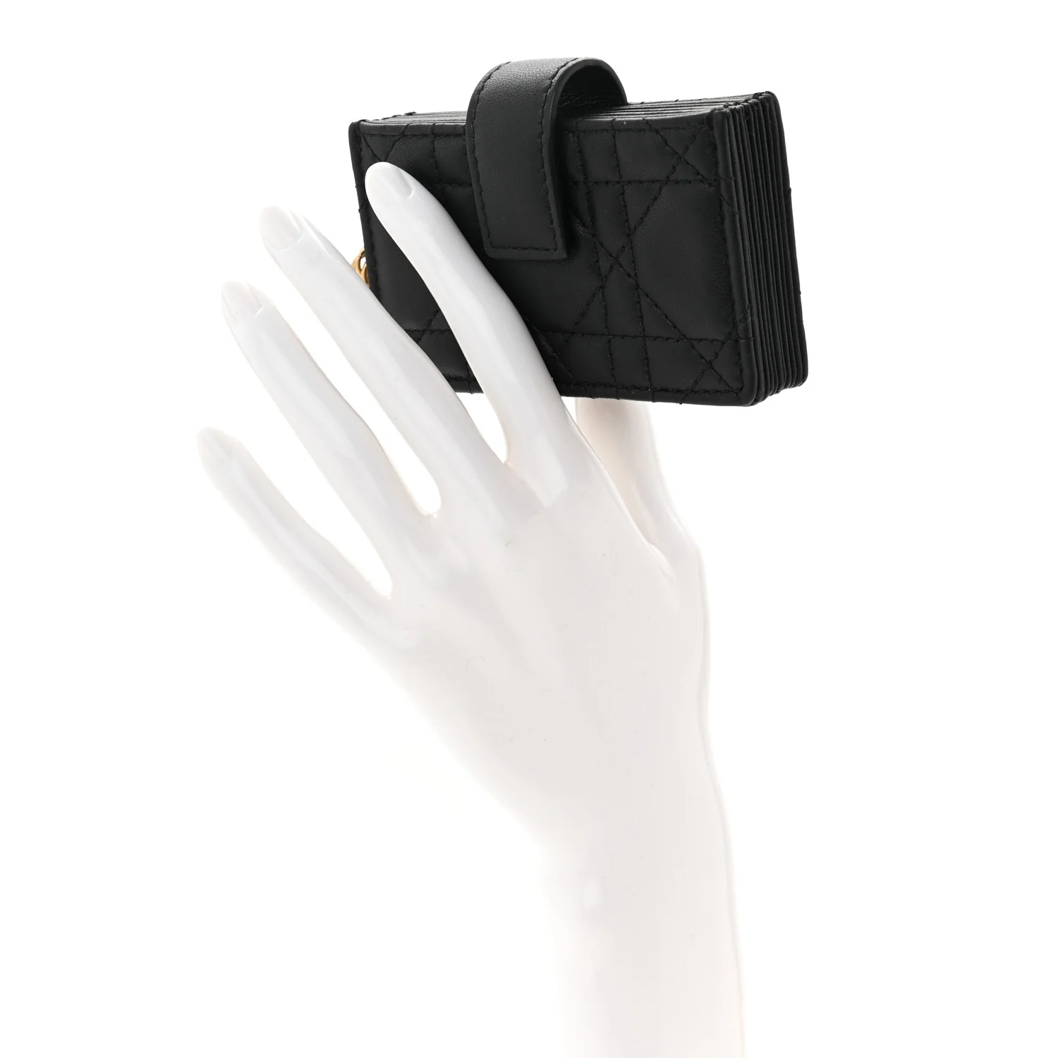 Lambskin Cannage Lady Dior Jasmine 5-Gusset Card Holder Black - Image 2