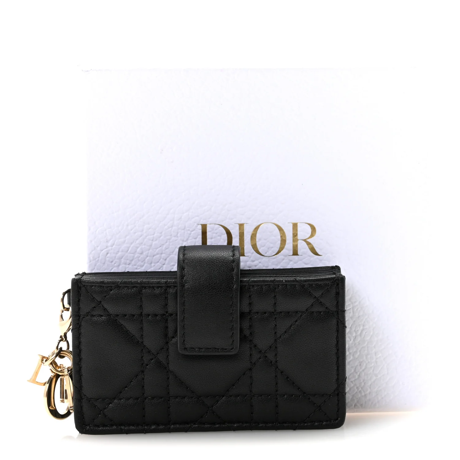 Lambskin Cannage Lady Dior Jasmine 5-Gusset Card Holder Black - Image 7