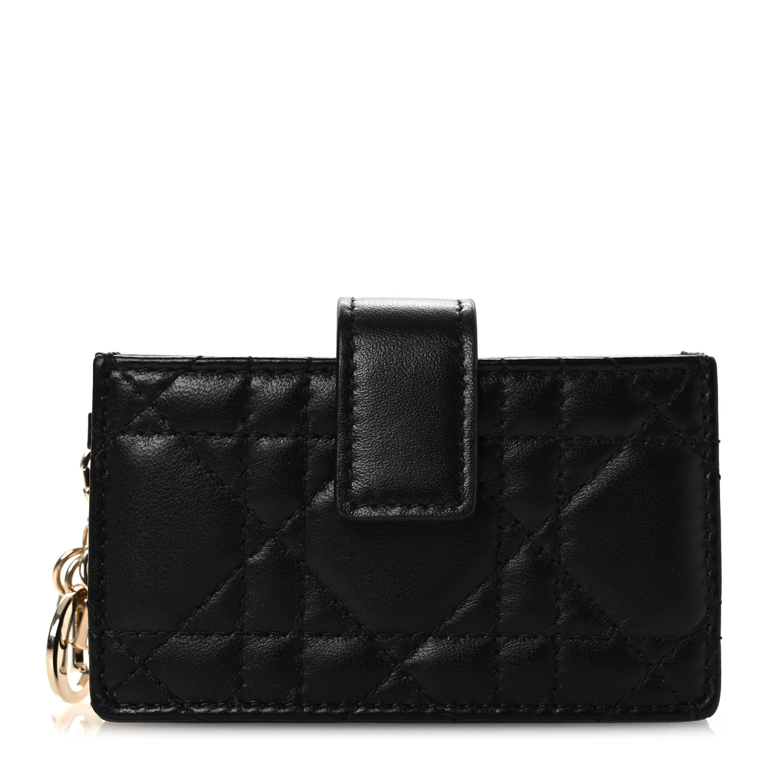 Lambskin Cannage Lady Dior Jasmine 5-Gusset Card Holder Black