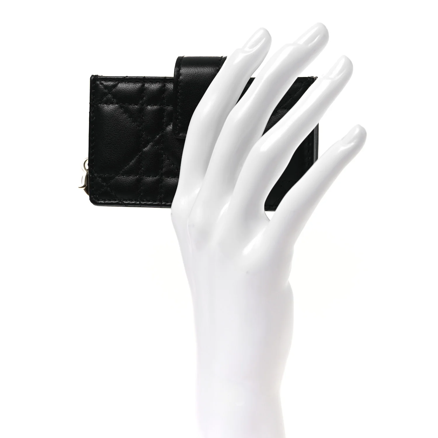 Lambskin Cannage Lady Dior Jasmine 5-Gusset Card Holder Black - Image 2