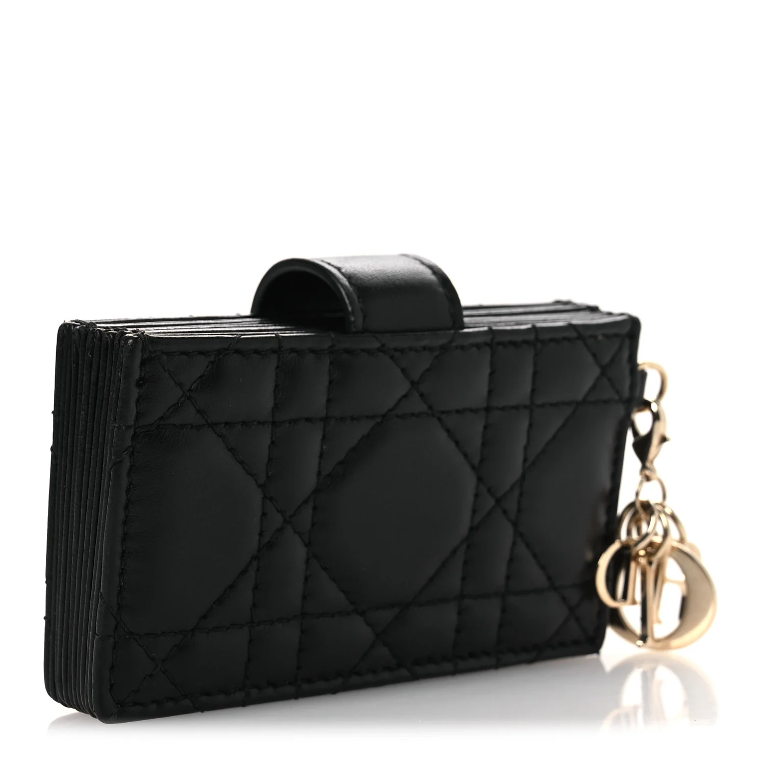Lambskin Cannage Lady Dior Jasmine 5-Gusset Card Holder Black - Image 3