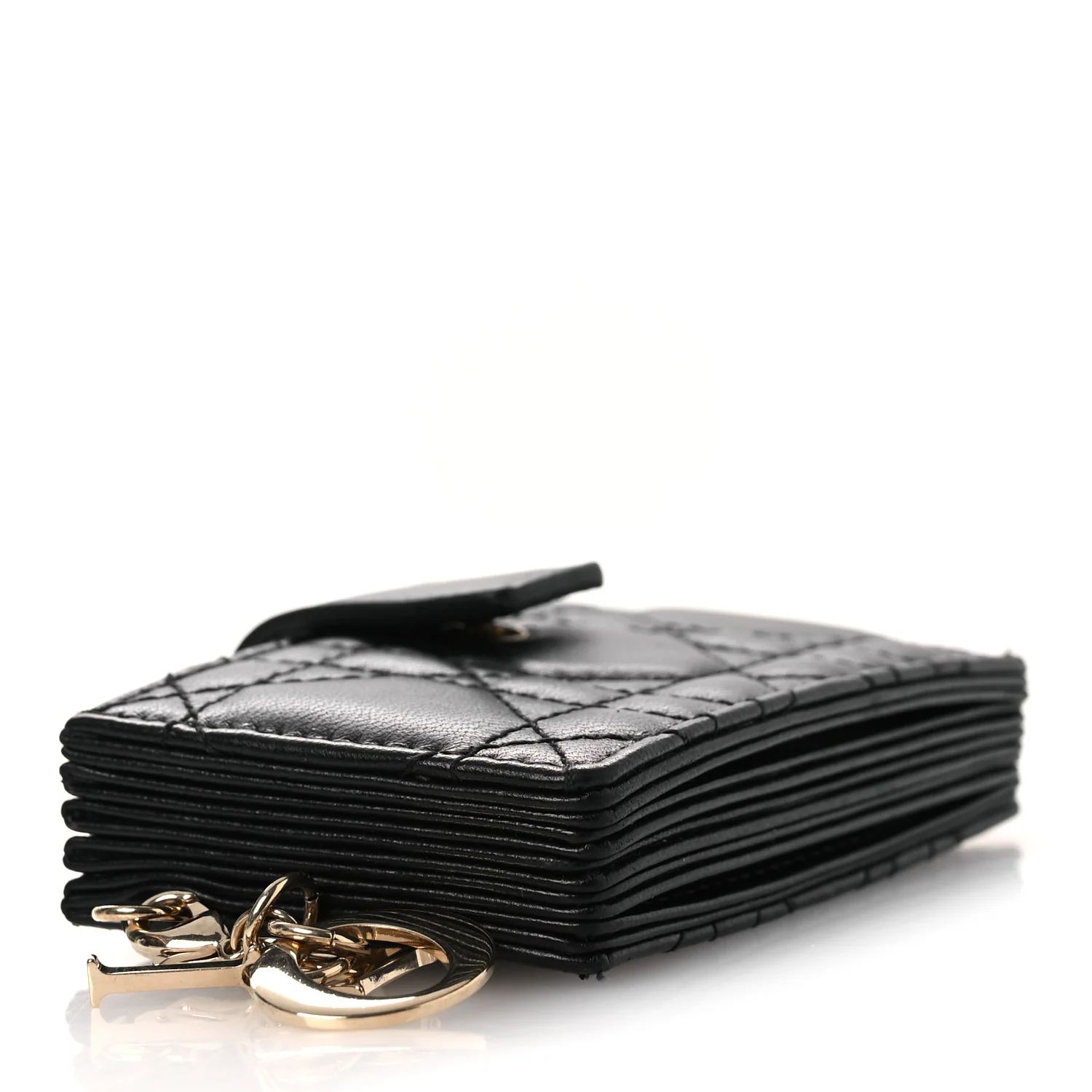 Lambskin Cannage Lady Dior Jasmine 5-Gusset Card Holder Black - Image 4