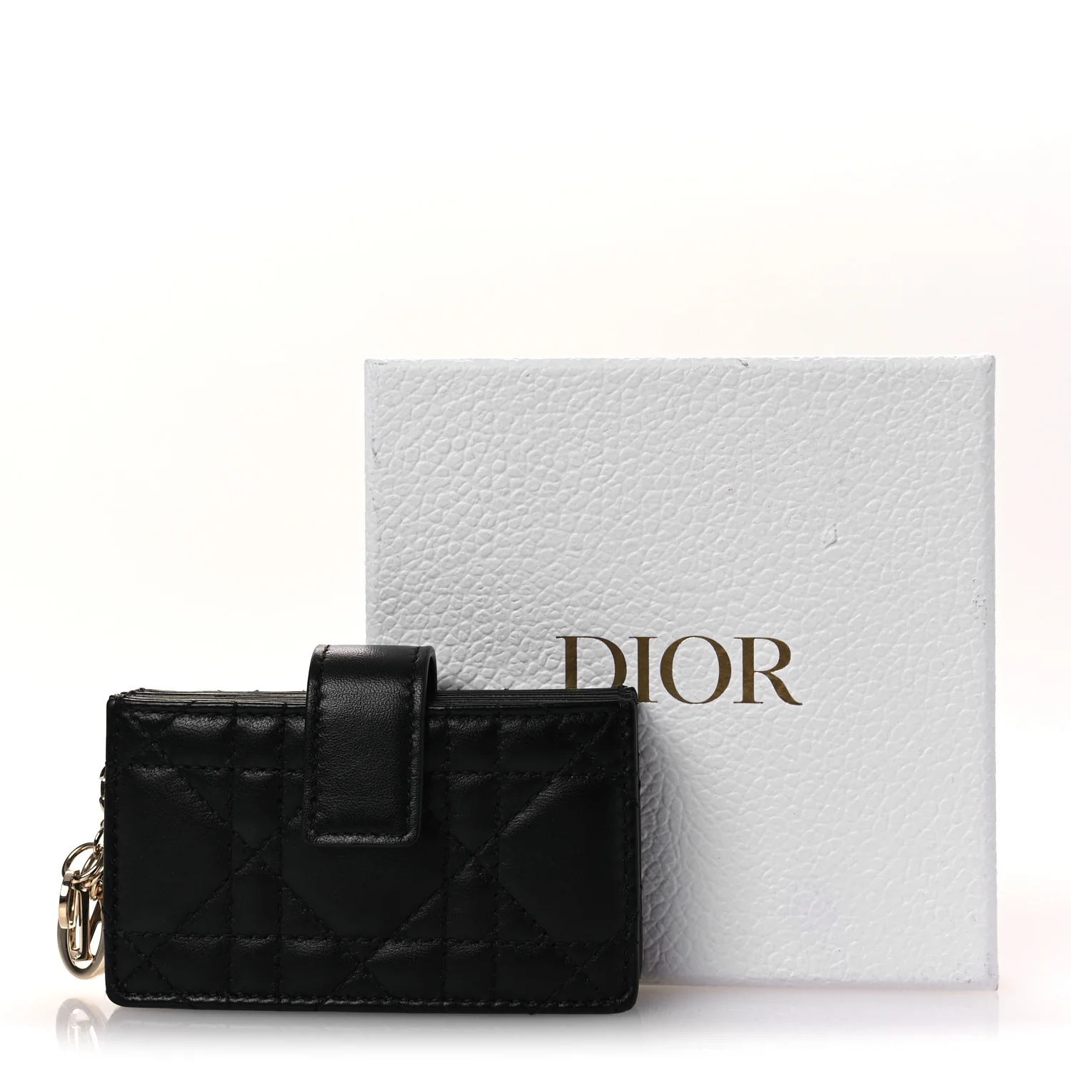 Lambskin Cannage Lady Dior Jasmine 5-Gusset Card Holder Black - Image 8