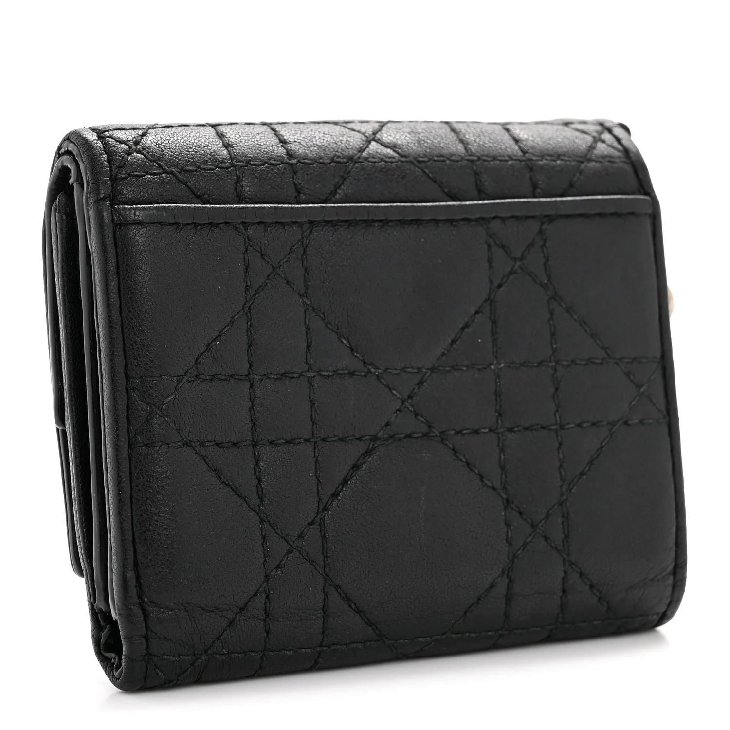 Lambskin Cannage Lady Dior Lotus Wallet Black - Image 3