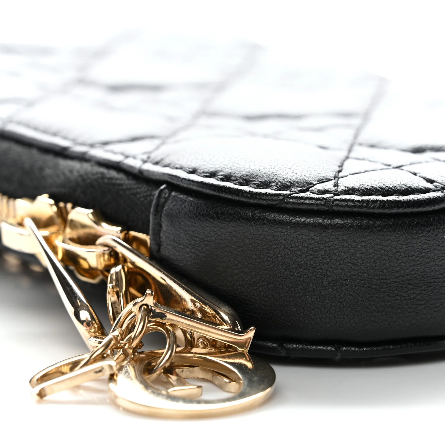 Lambskin Cannage Lady Dior Phone Holder Black - Image 9