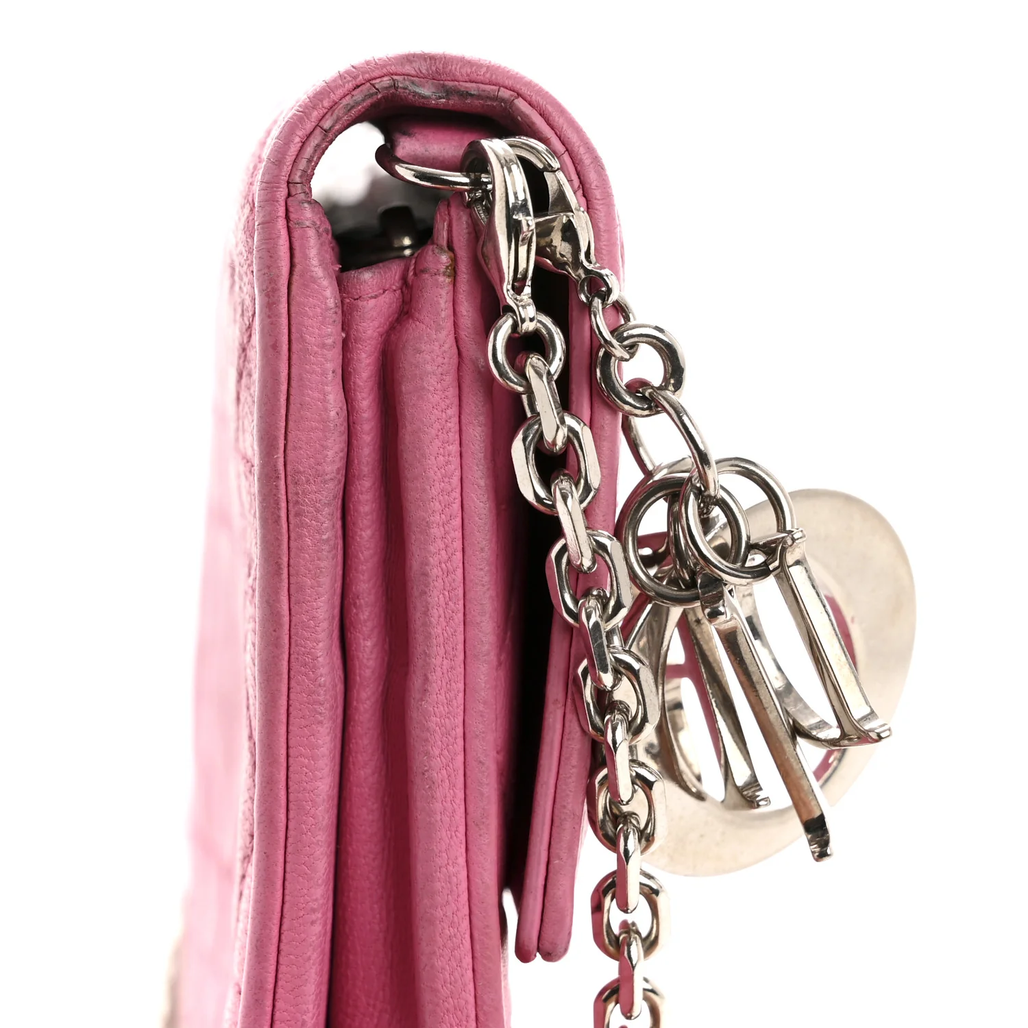 Lambskin Cannage Lady Dior Rendezvous Wallet On Chain Fuchsia - Image 14