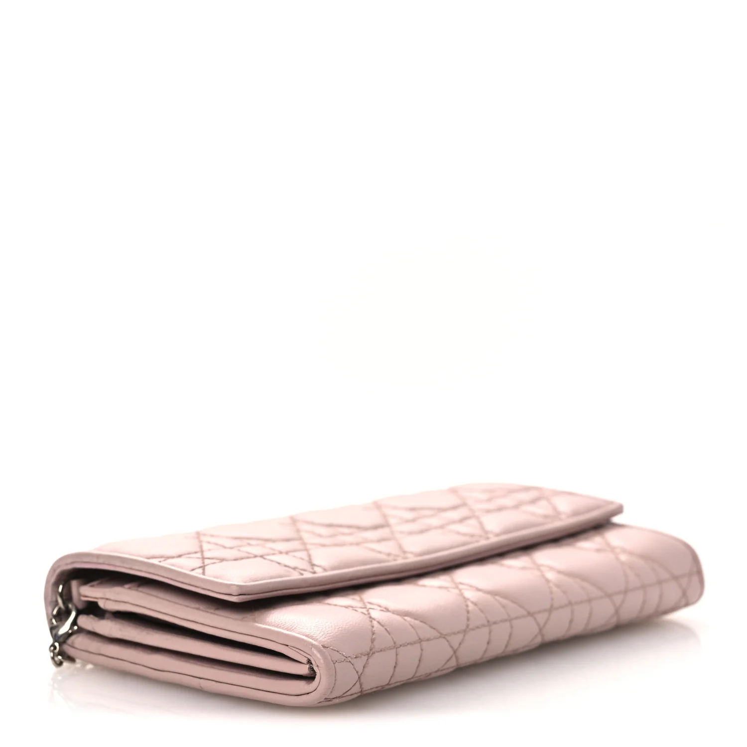 Lambskin Cannage Lady Dior Rendezvous Wallet On Chain Light Pink - Image 4