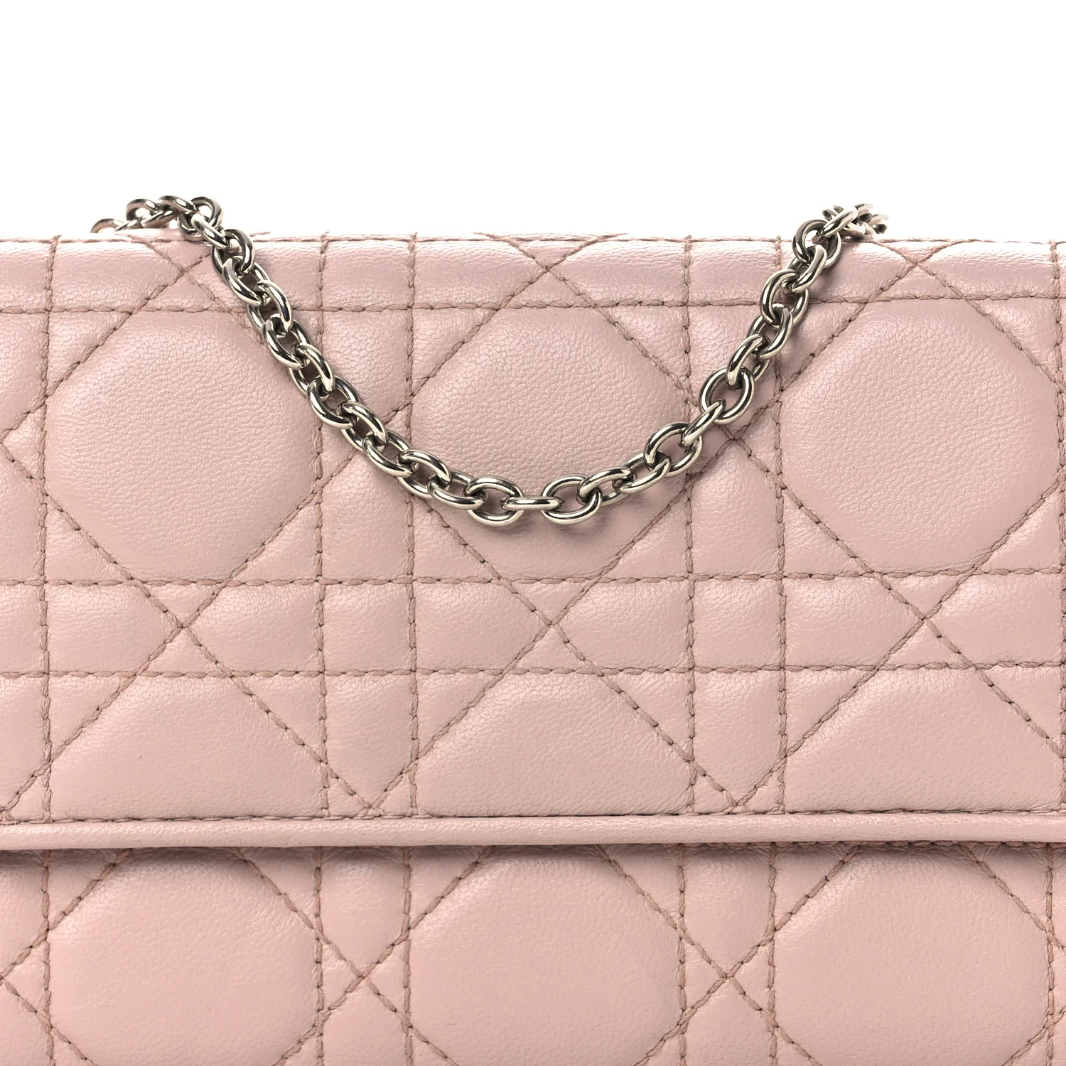 Lambskin Cannage Lady Dior Rendezvous Wallet On Chain Light Pink - Image 8