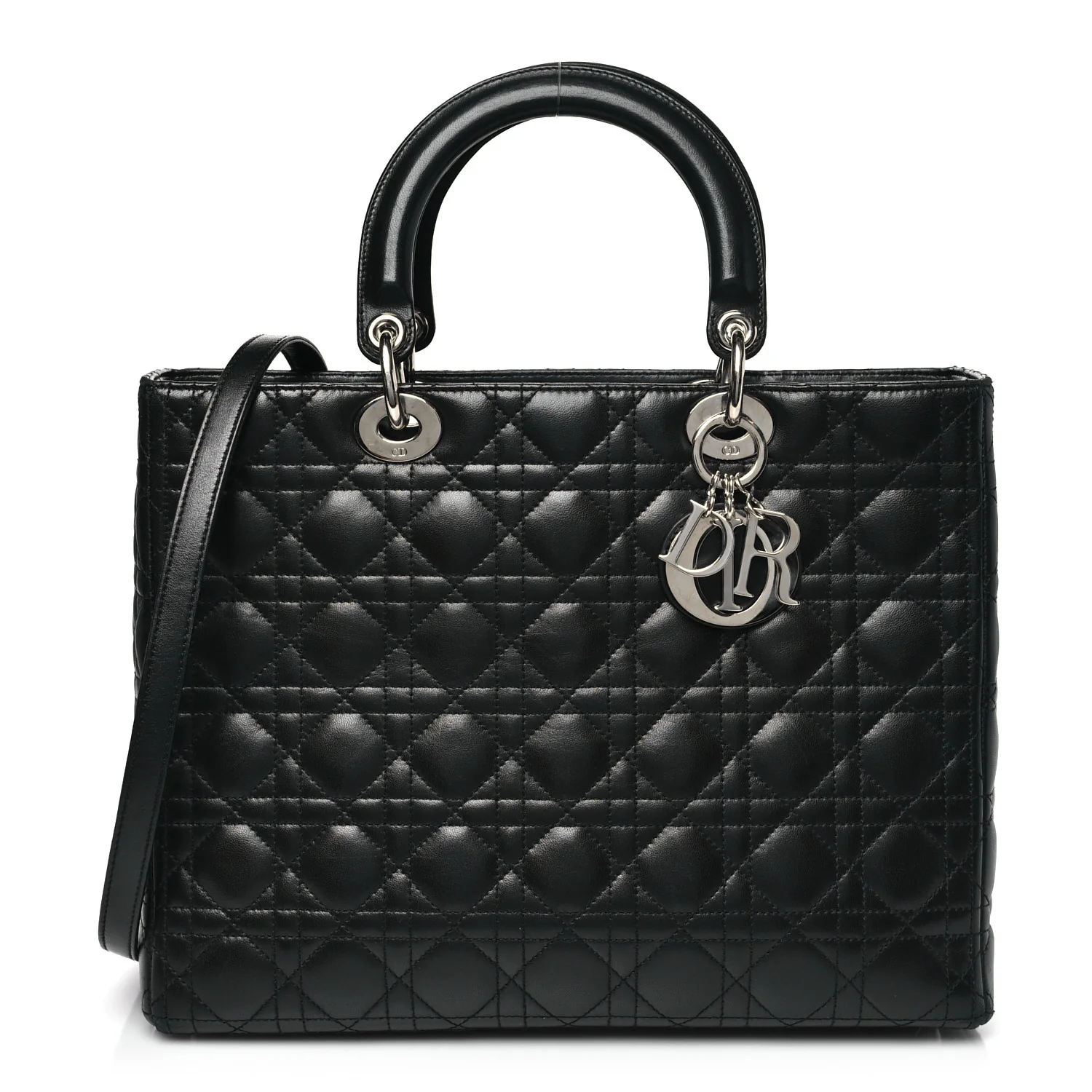 Lambskin Cannage Large Lady Dior Black