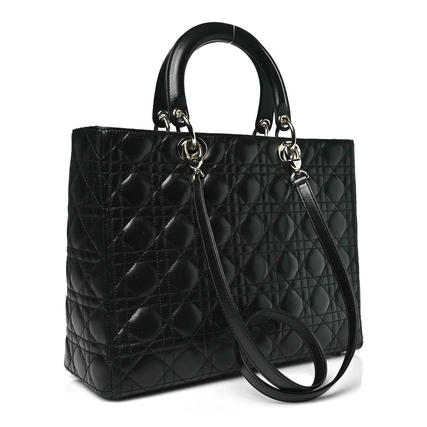 Lambskin Cannage Large Lady Dior Black - Image 2
