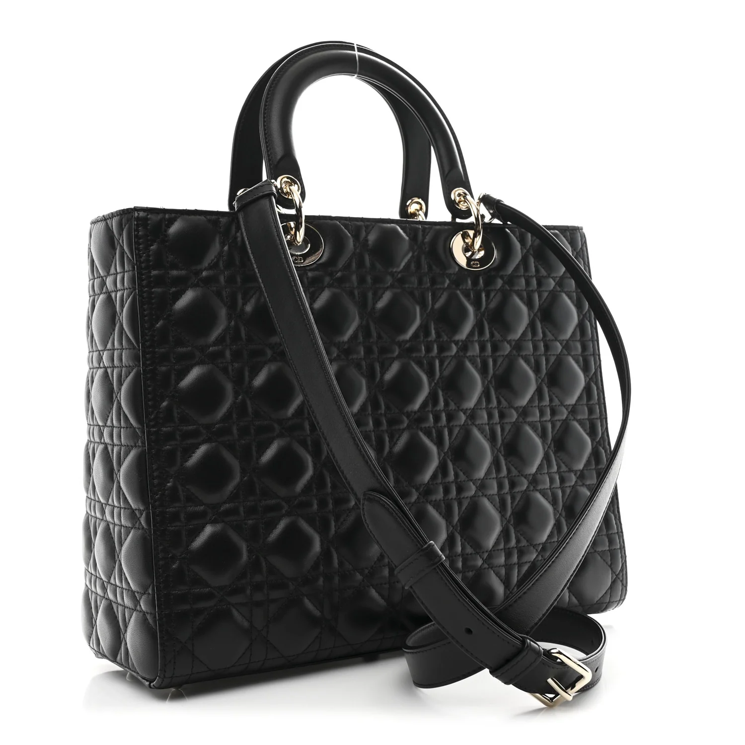 Lambskin Cannage Large Lady Dior Black - Image 3