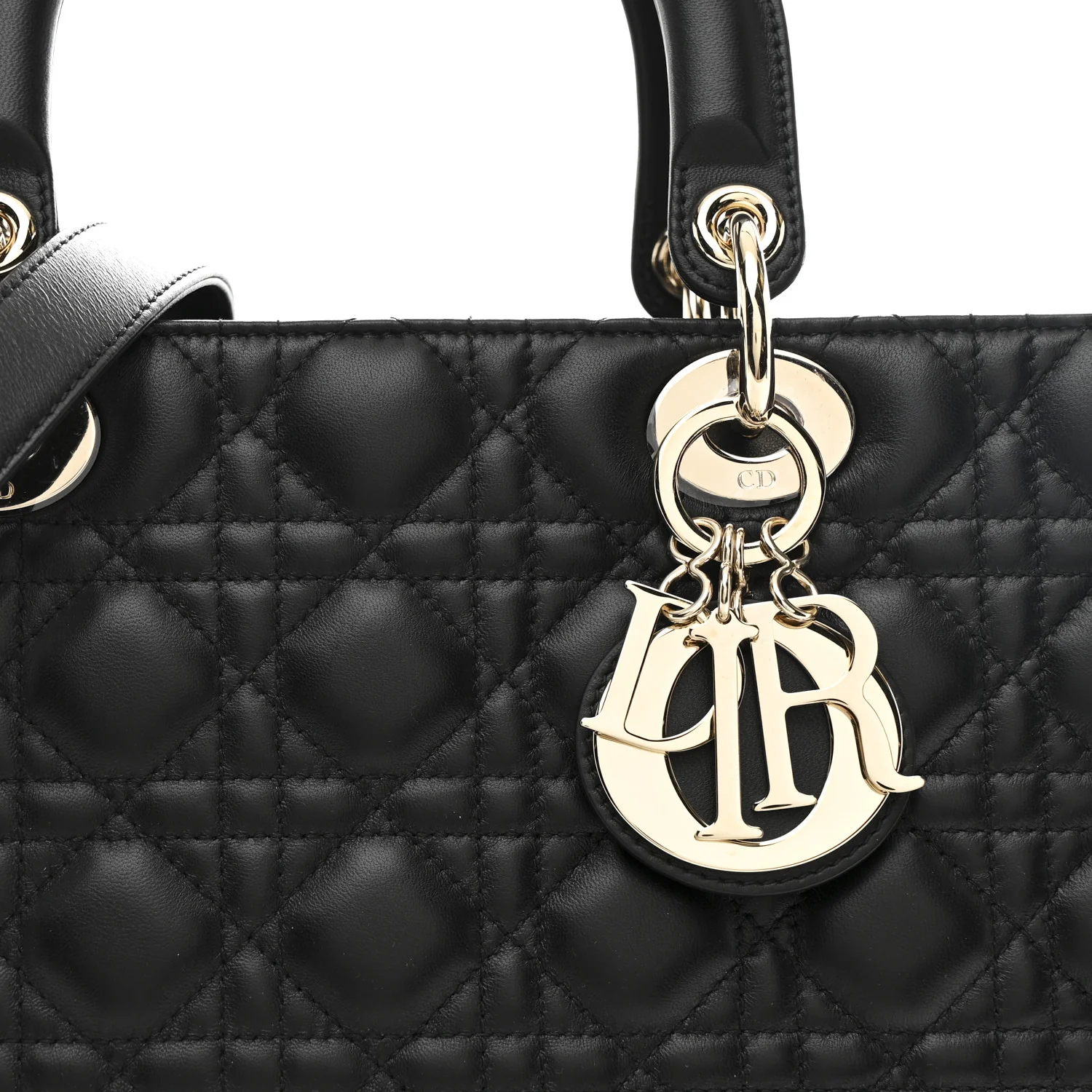 Lambskin Cannage Large Lady Dior Black - Image 8