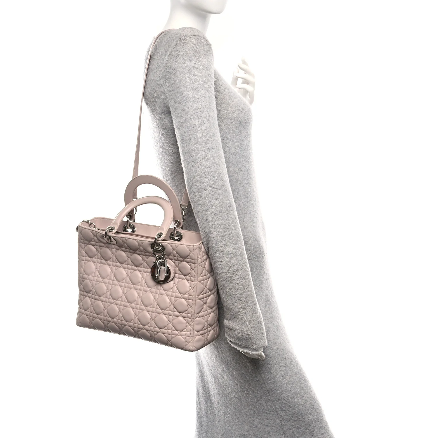 Lambskin Cannage Large Lady Dior Light Pink - Image 2