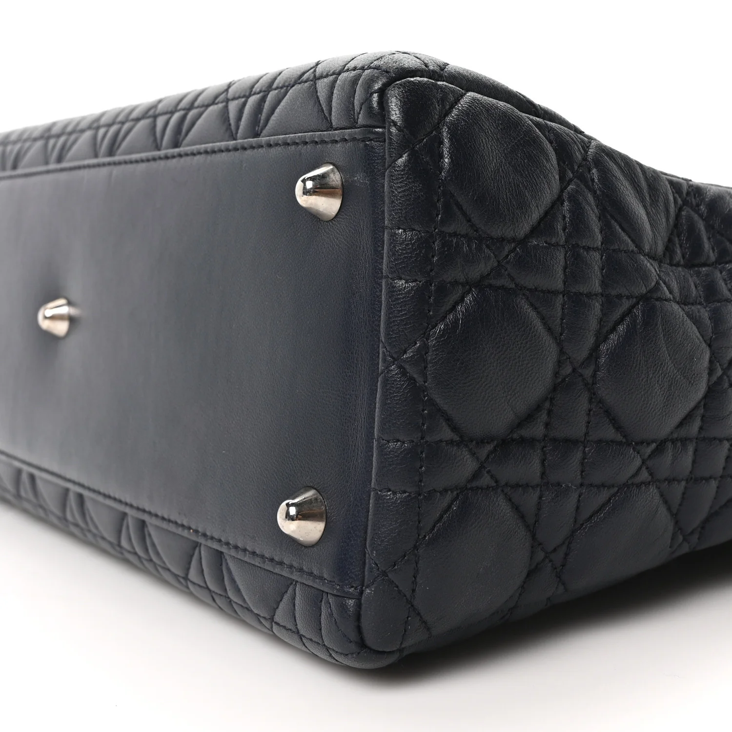 Lambskin Cannage Large Lady Dior Navy Blue - Image 10