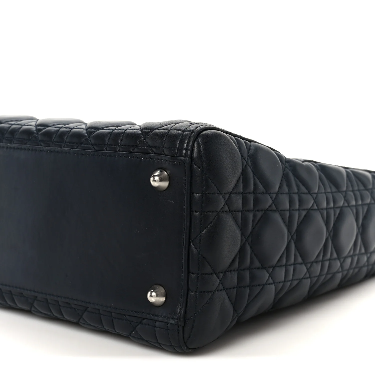 Lambskin Cannage Large Lady Dior Navy Blue - Image 10