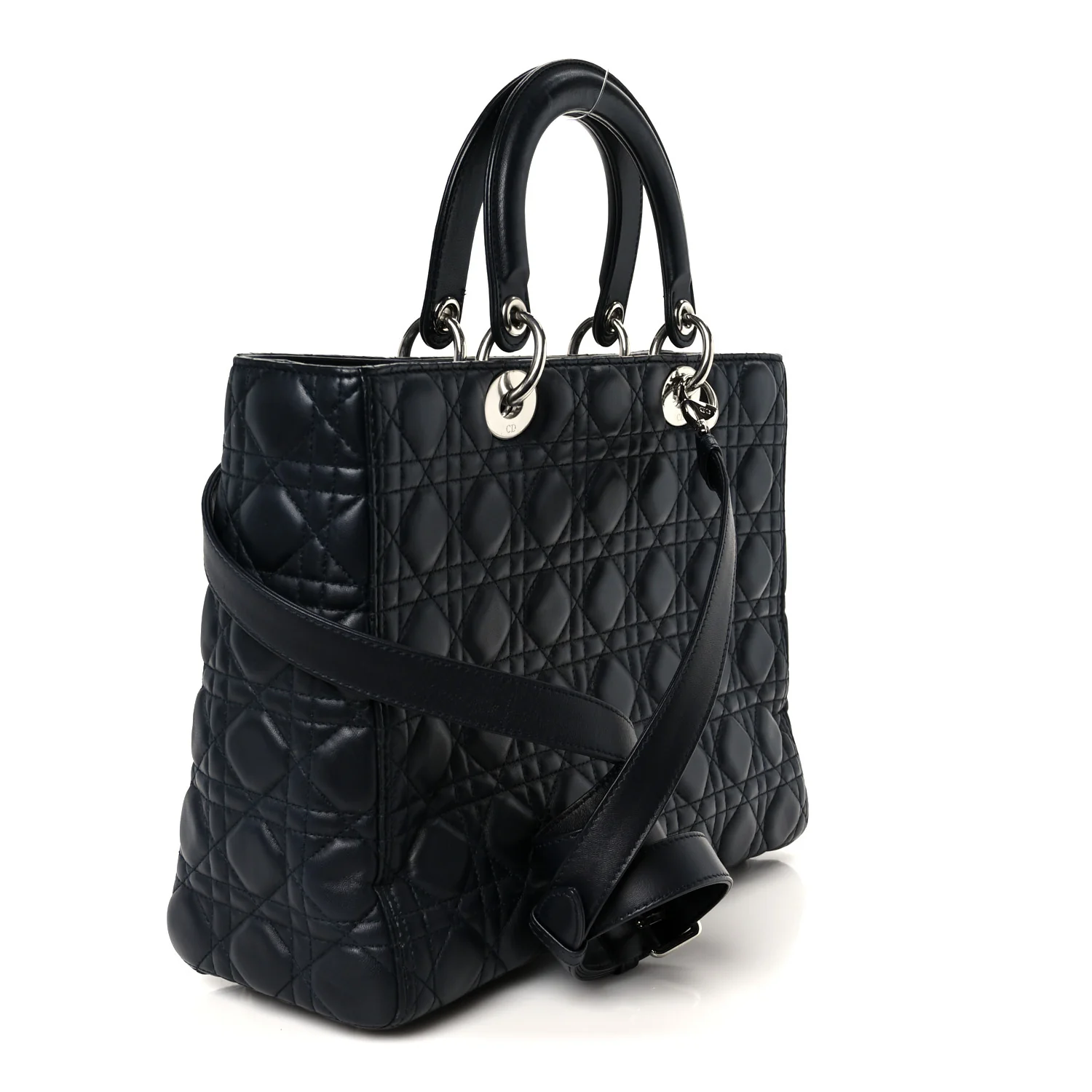 Lambskin Cannage Large Lady Dior Navy Blue - Image 3