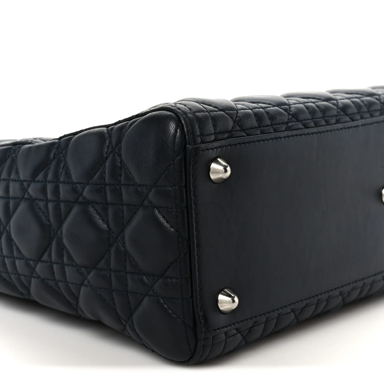 Lambskin Cannage Large Lady Dior Navy Blue - Image 9