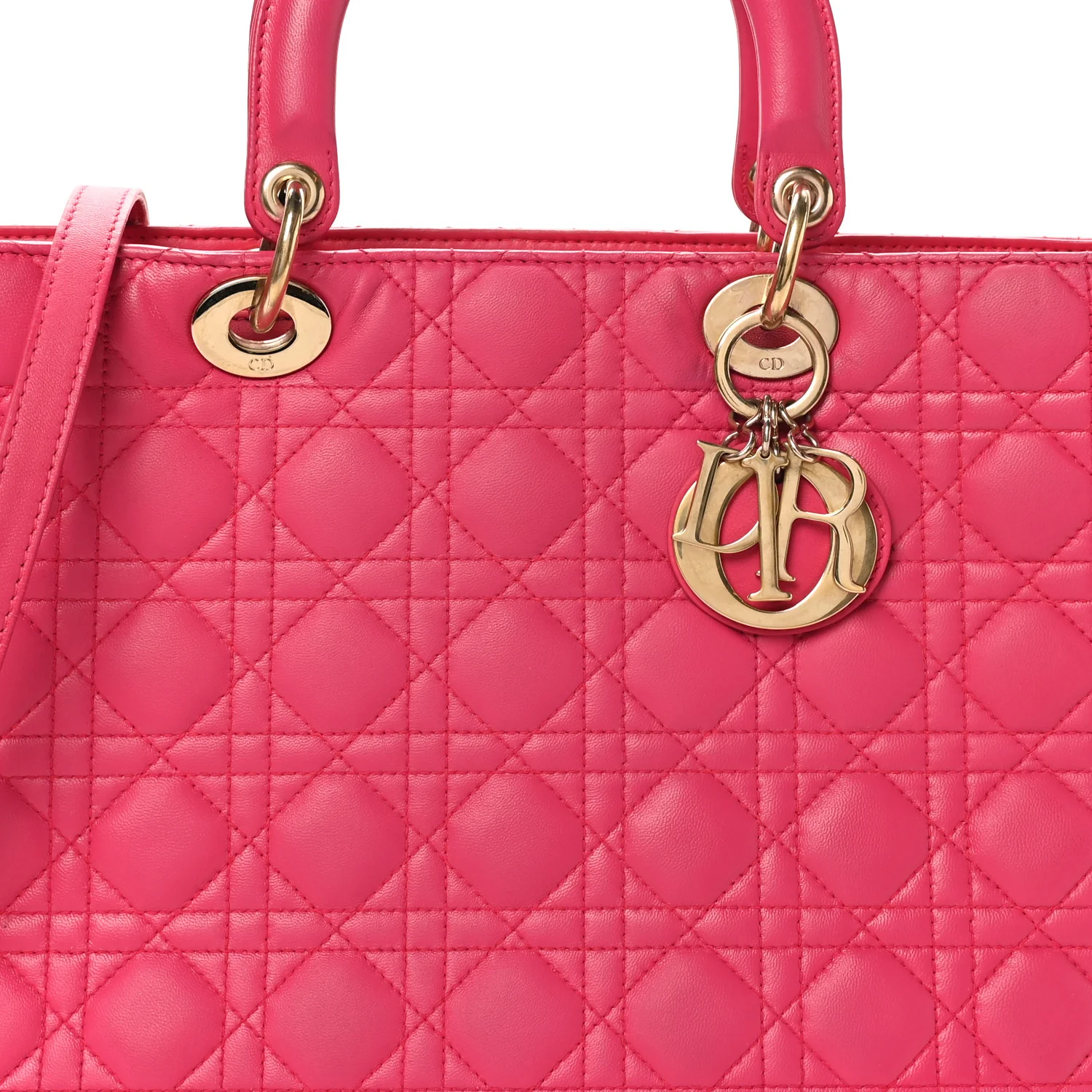 Lambskin Cannage Large Lady Dior Pink - Image 8
