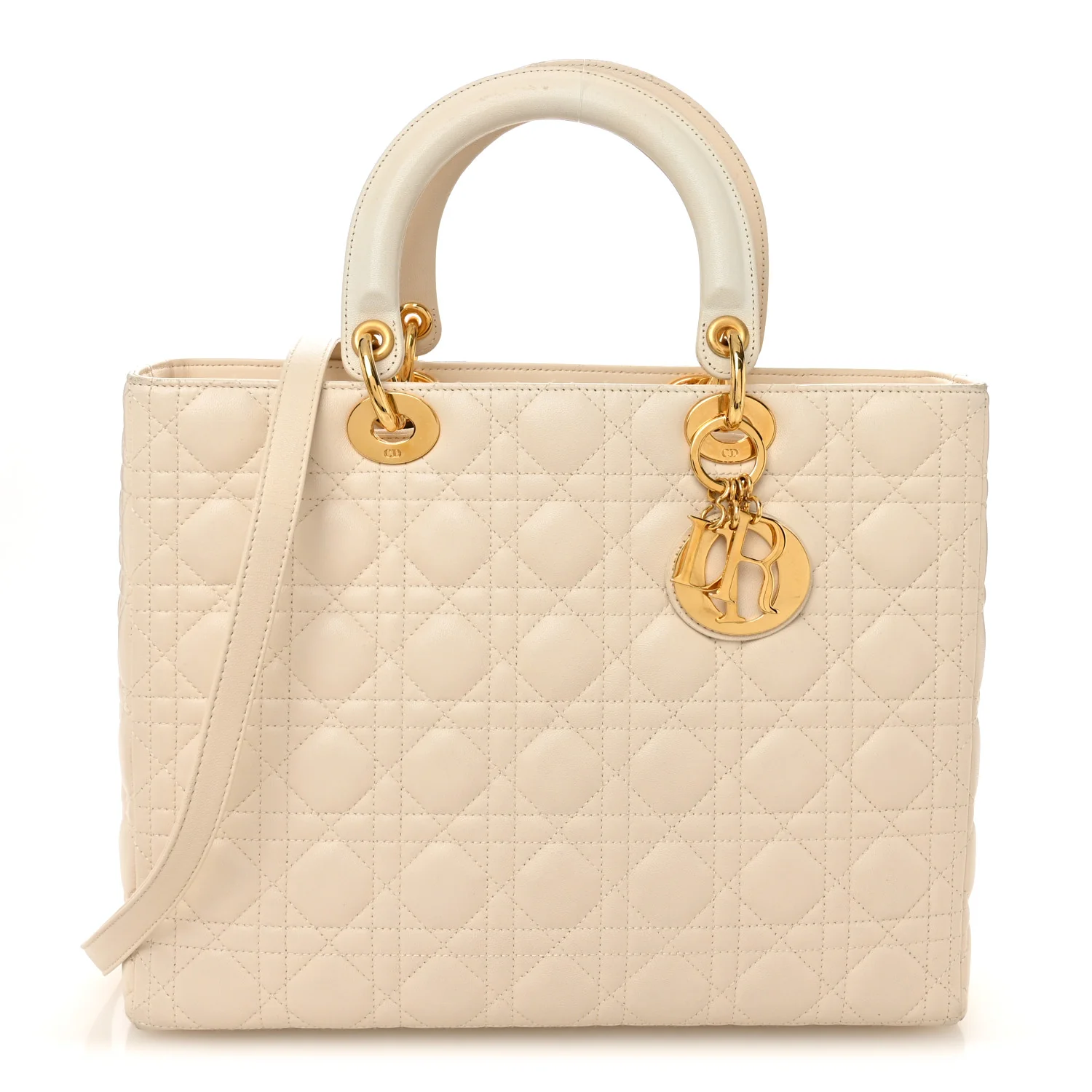 Lambskin Cannage Large Lady Dior White