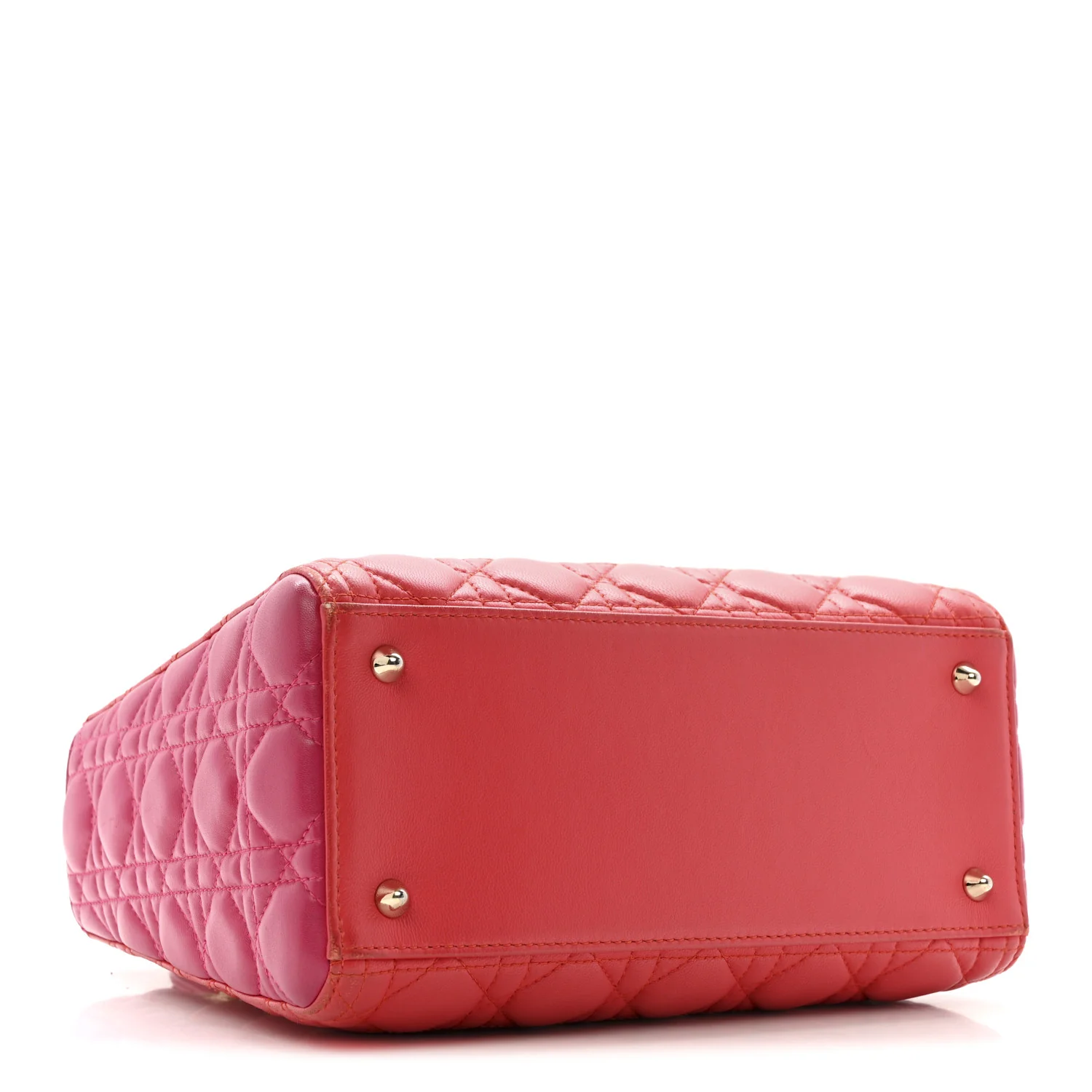 Lambskin Cannage Medium Bi-Color Lady Dior Orange Fuchsia - Image 4