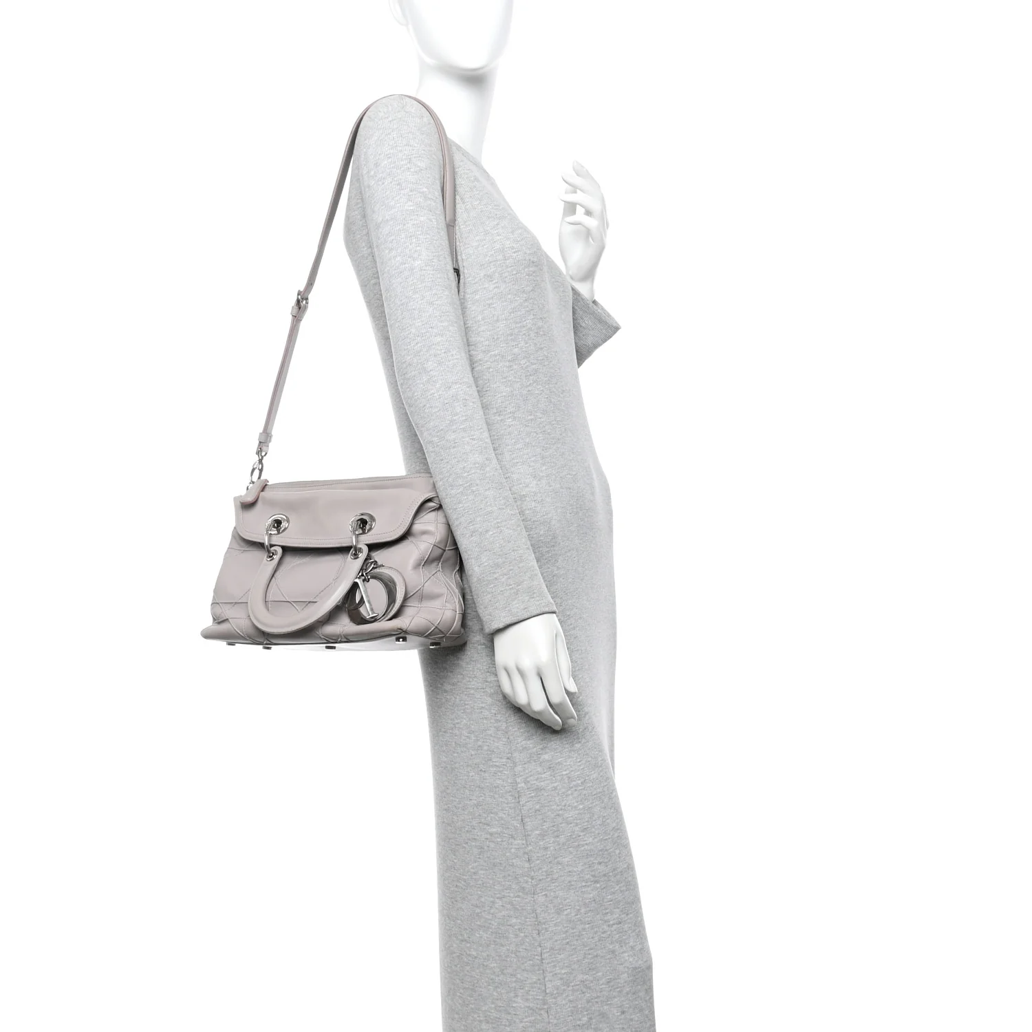 Lambskin Cannage Medium Granville Tote Grey - Image 2