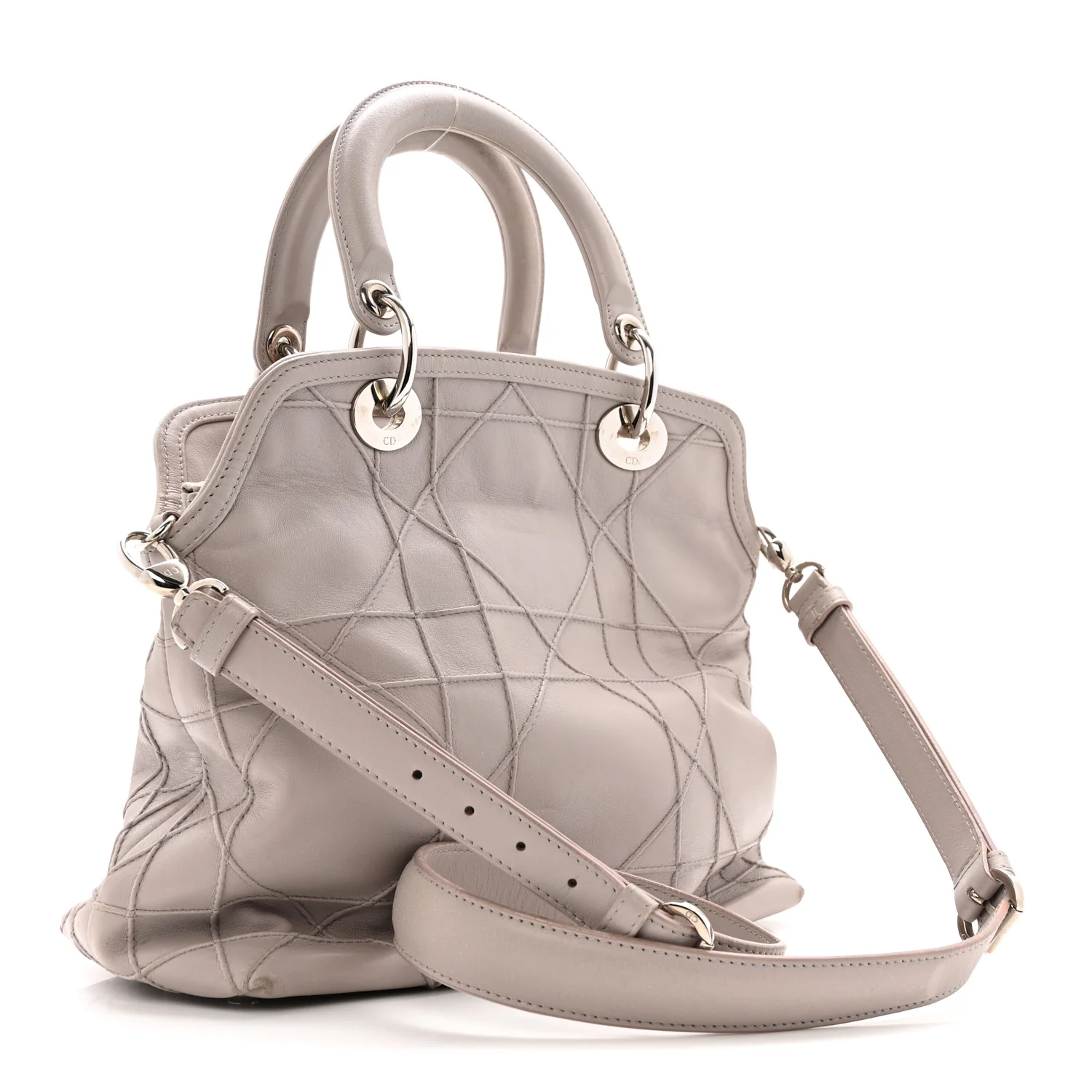 Lambskin Cannage Medium Granville Tote Grey - Image 3